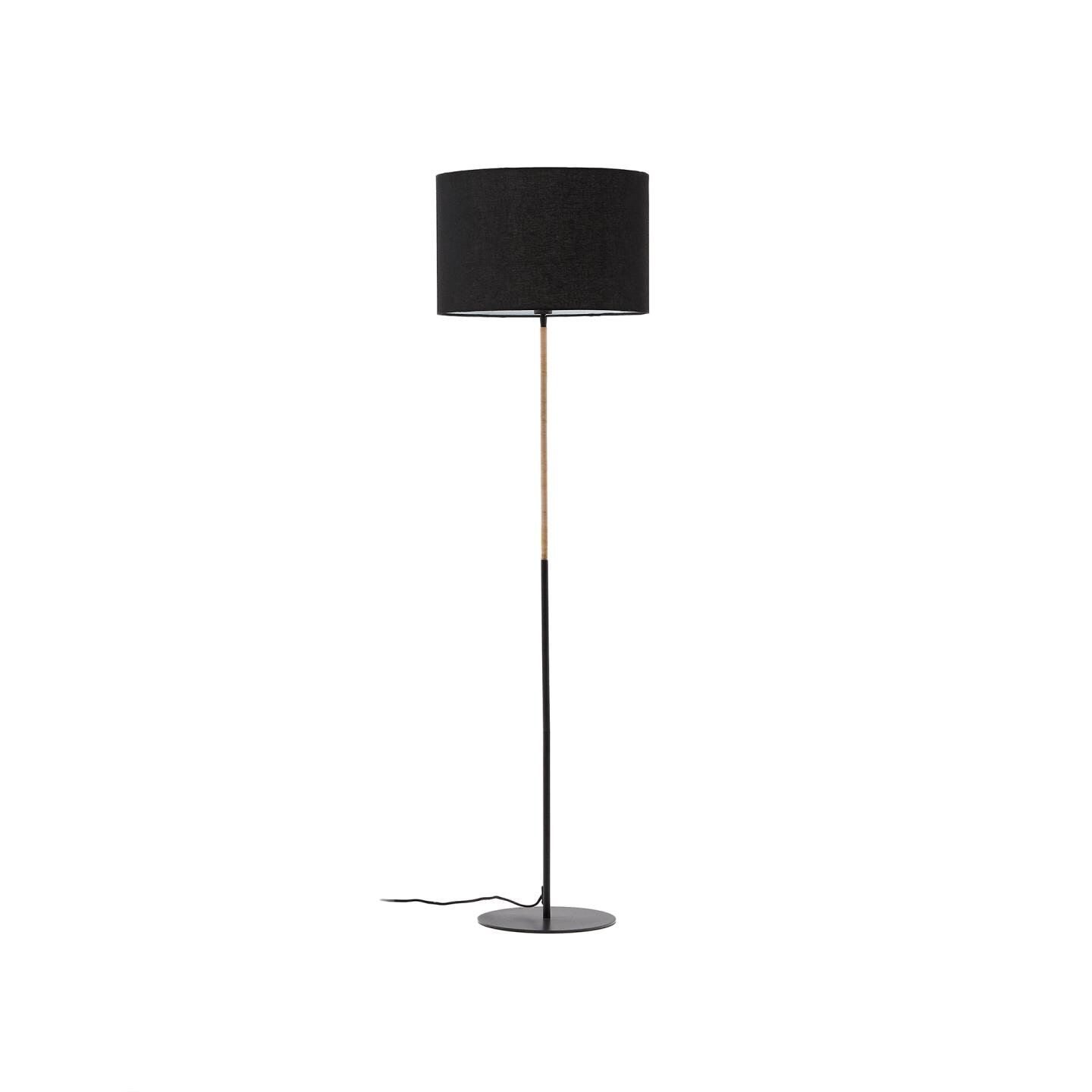 Kave Home Canar Vloerlamp 160 cm – Strak Zwart met Rotan