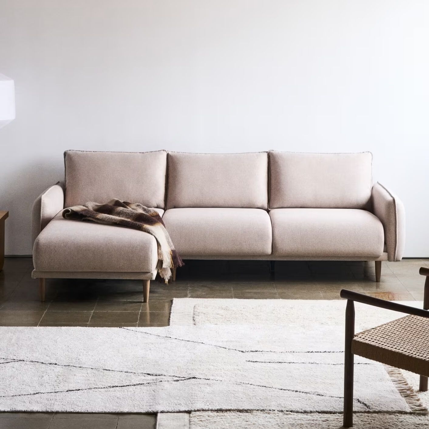 Kave Home Carlota 3‑zit loungebank met chaise longue – Beige, duurzaam & stijlvol