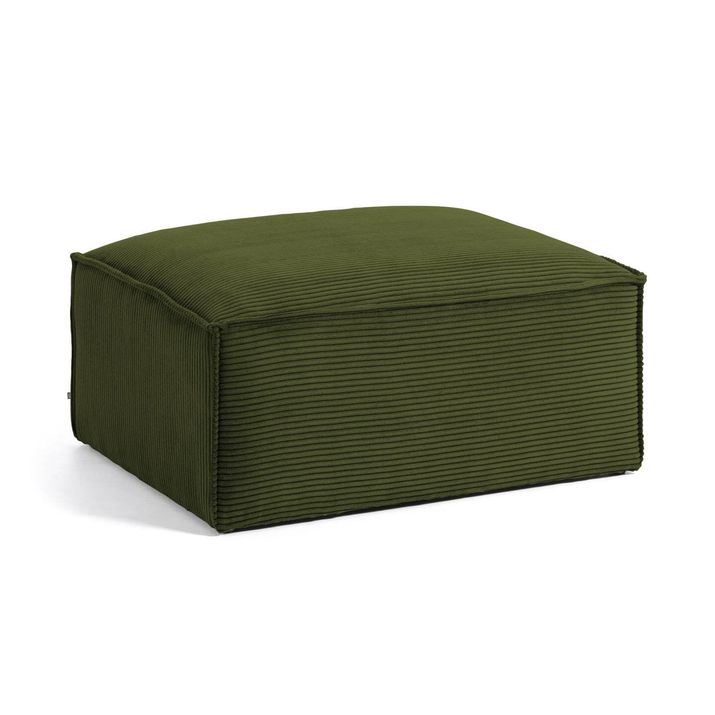 Kave Home Donkergroene Hocker Blok Rib – Stijlvol Comfort voor elke Woonkamer