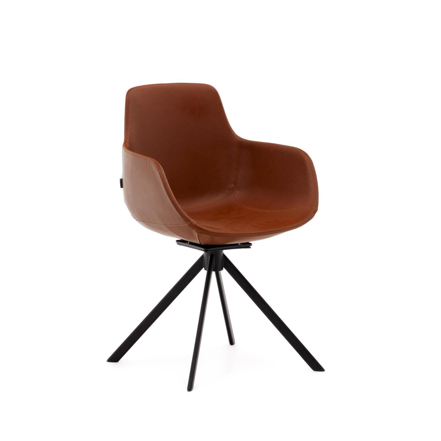 Kave Home Draaibare Eetkamerstoel Tissiana – Stijlvol PU‑leren comfort in bruine tint