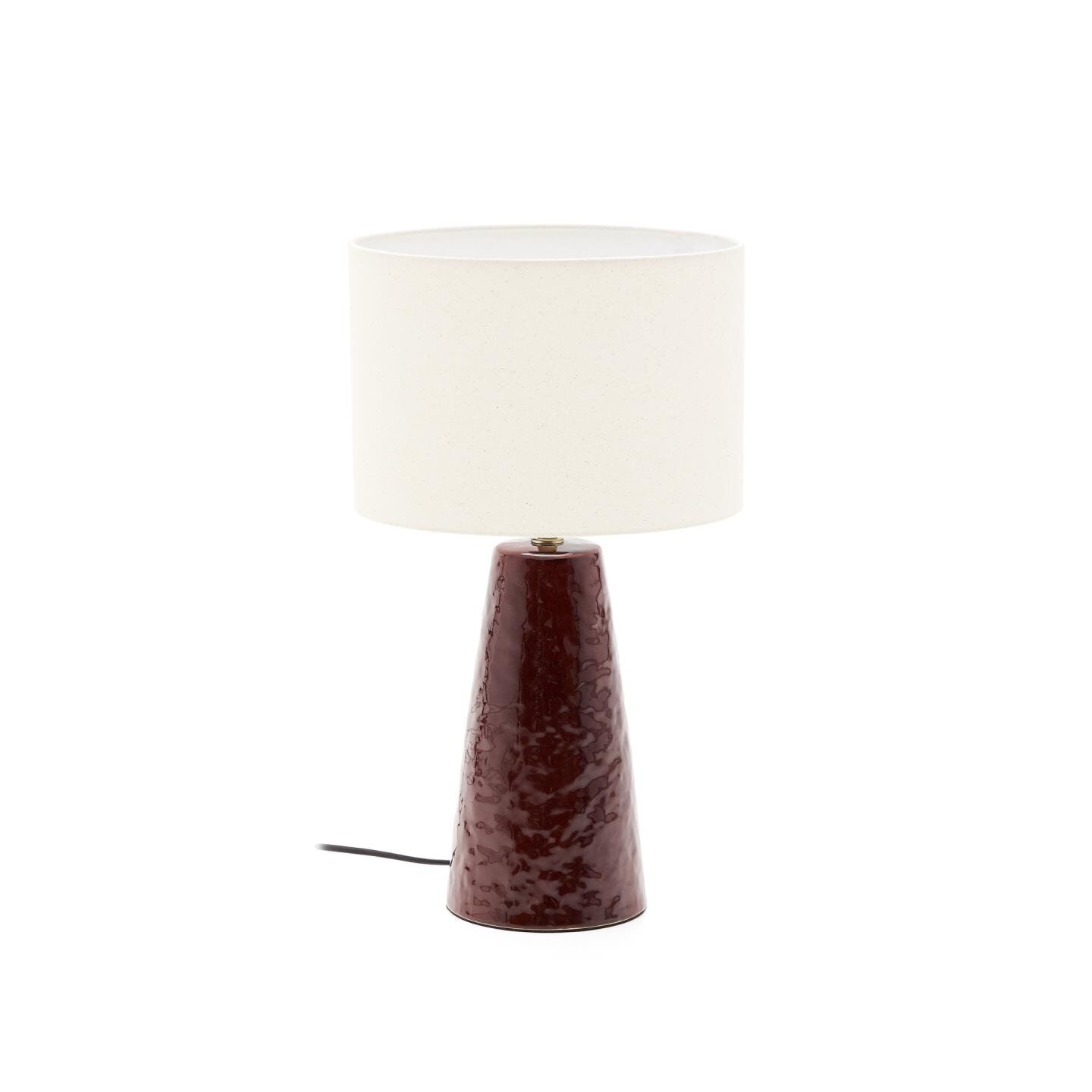 Kave Home Drava Tafellamp – Donkerrode Elegantie voor Woon- en Slaapkamer