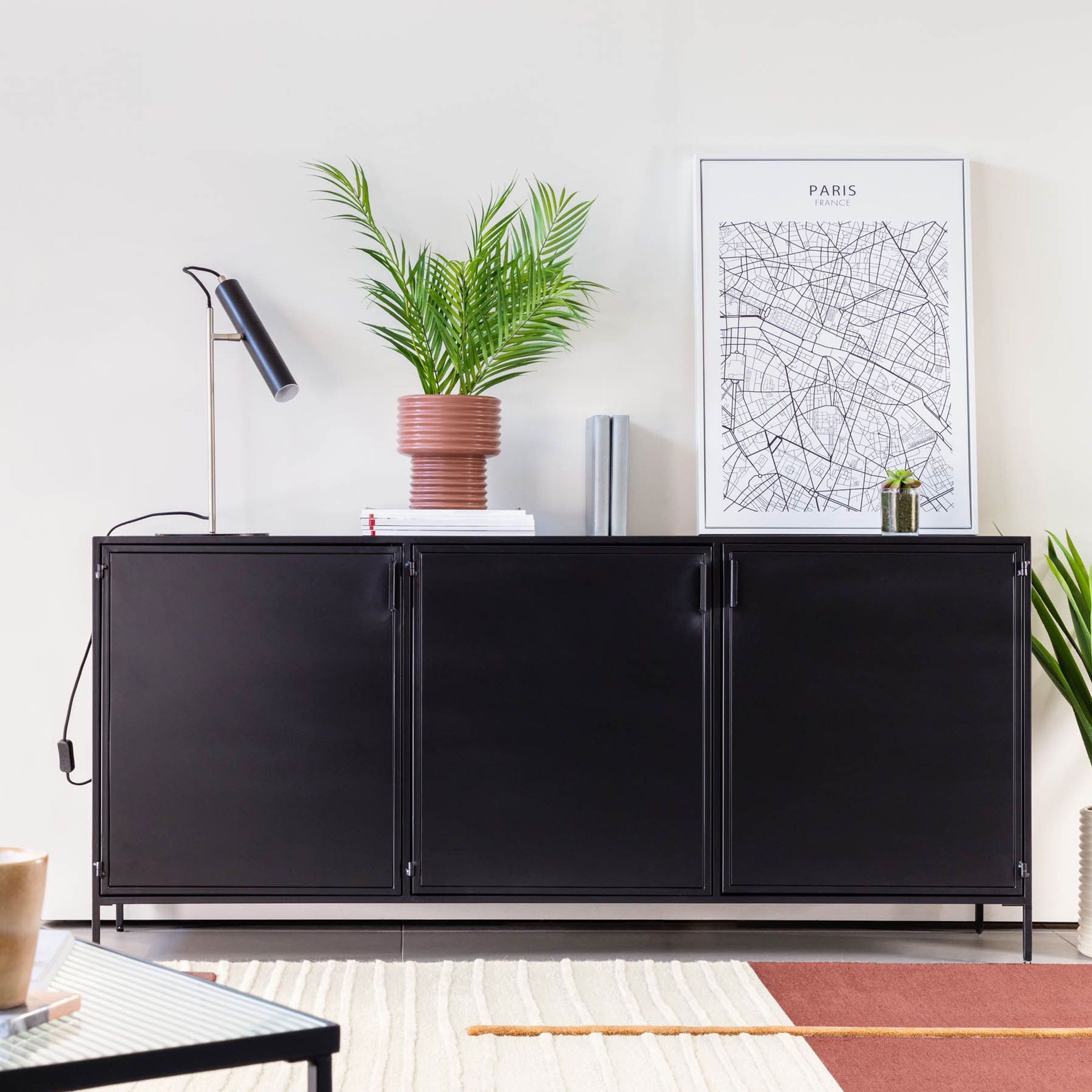 Kave Home Dressoir Shantay – Industrieel Zwart Metaal, 160 cm