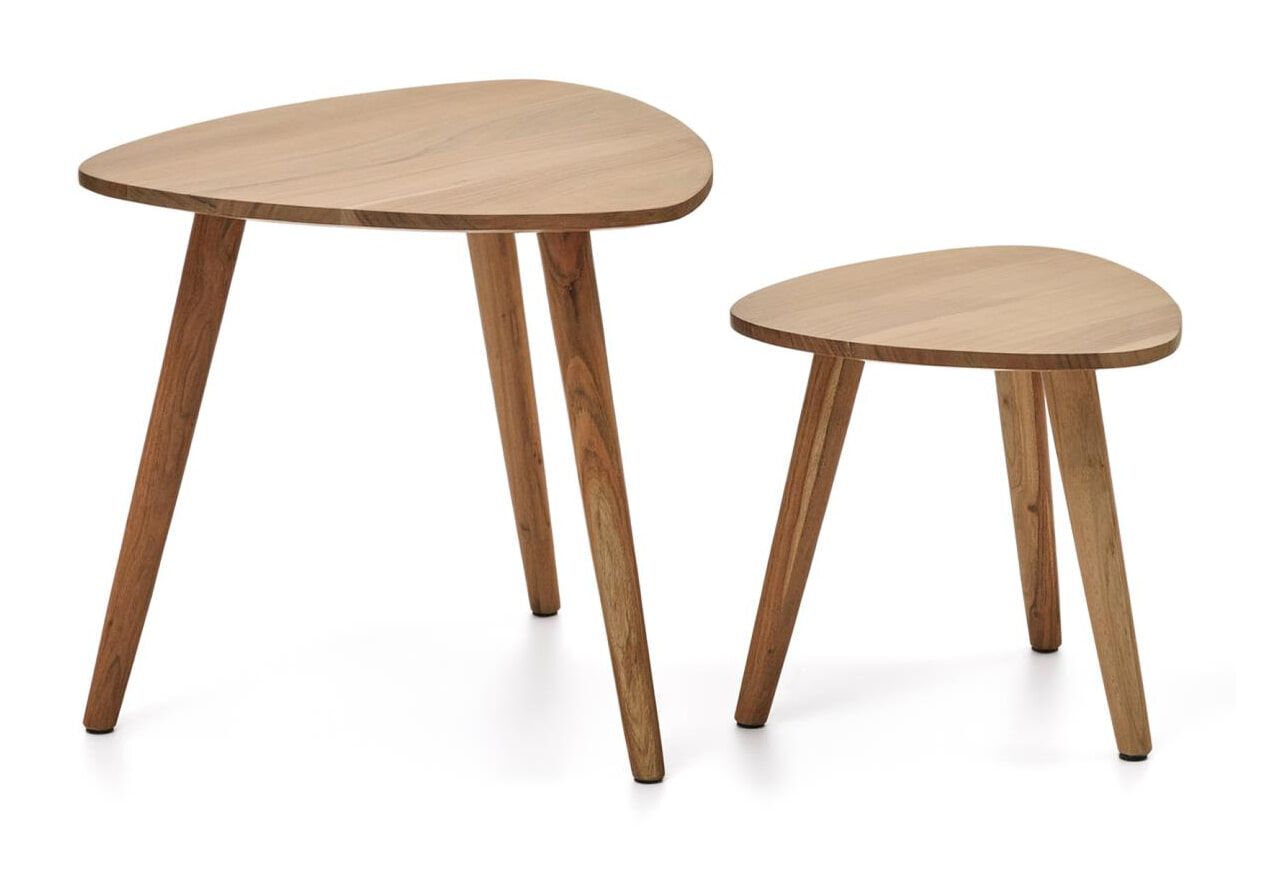 Kave Home Duvani Bijzettafel Set – Massief Acaciahout, Naturel