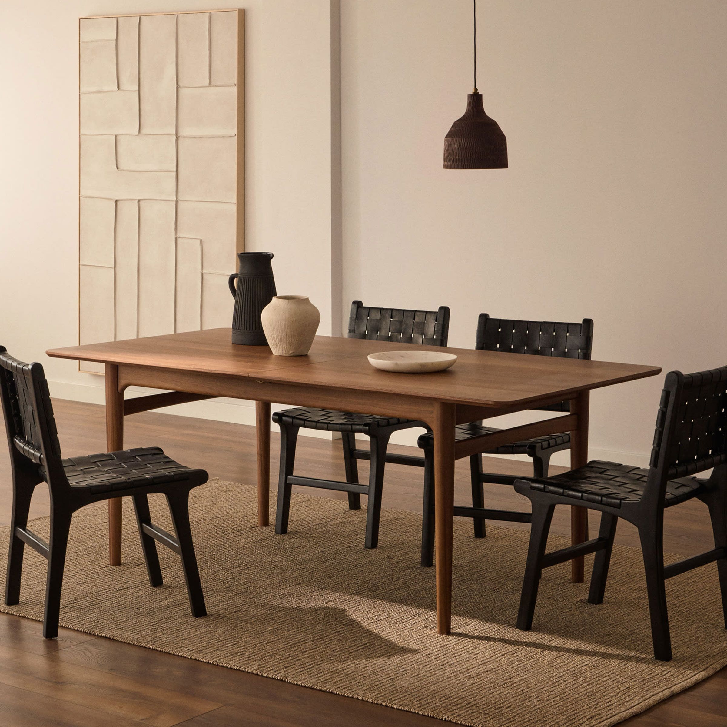 Kave Home Elan uitschuifbare eettafel – tijdloos notenhout, 200‑260 cm