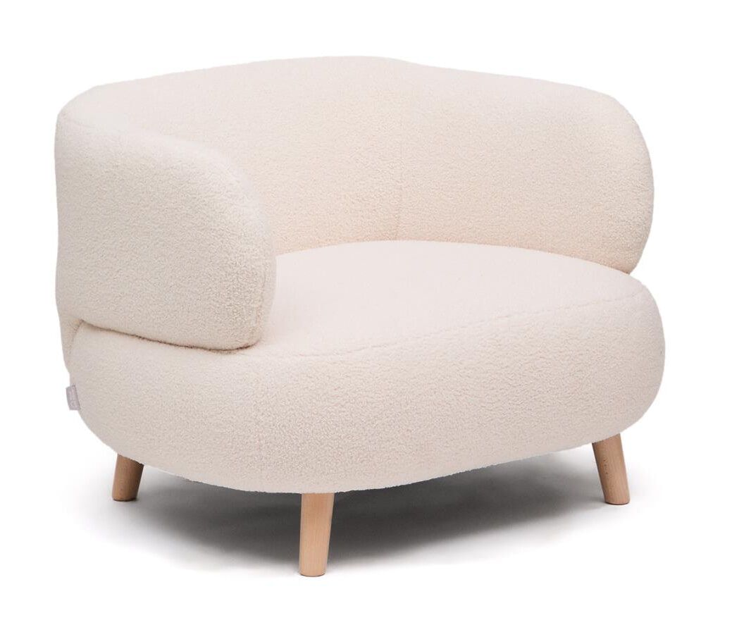 Kave Home Fauteuil Luisa Bouclé – Ecru, duurzaam comfort voor je woonkamer