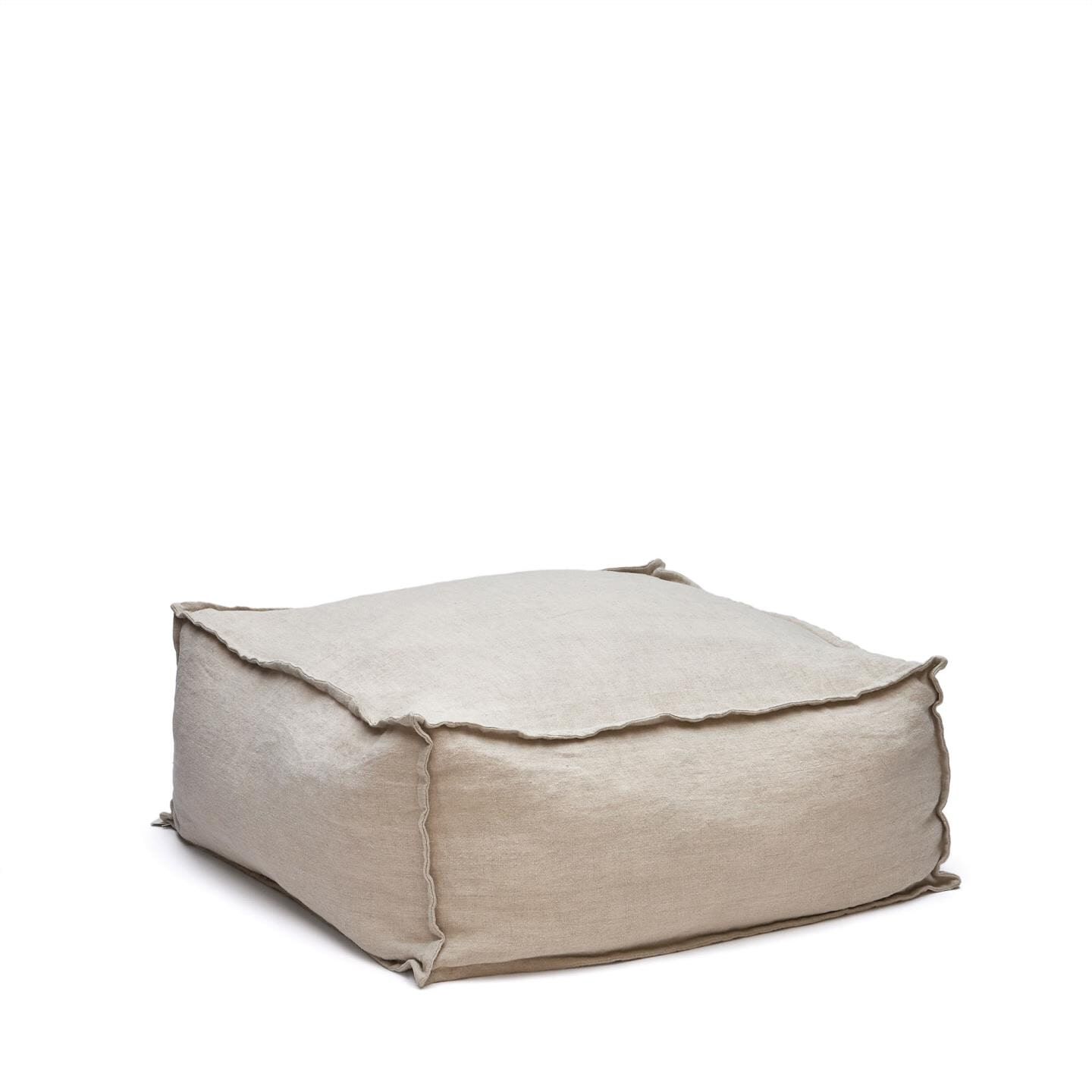 Kave Home Forallac Linnen Poef – Beige Kubus voor Extra Comfort