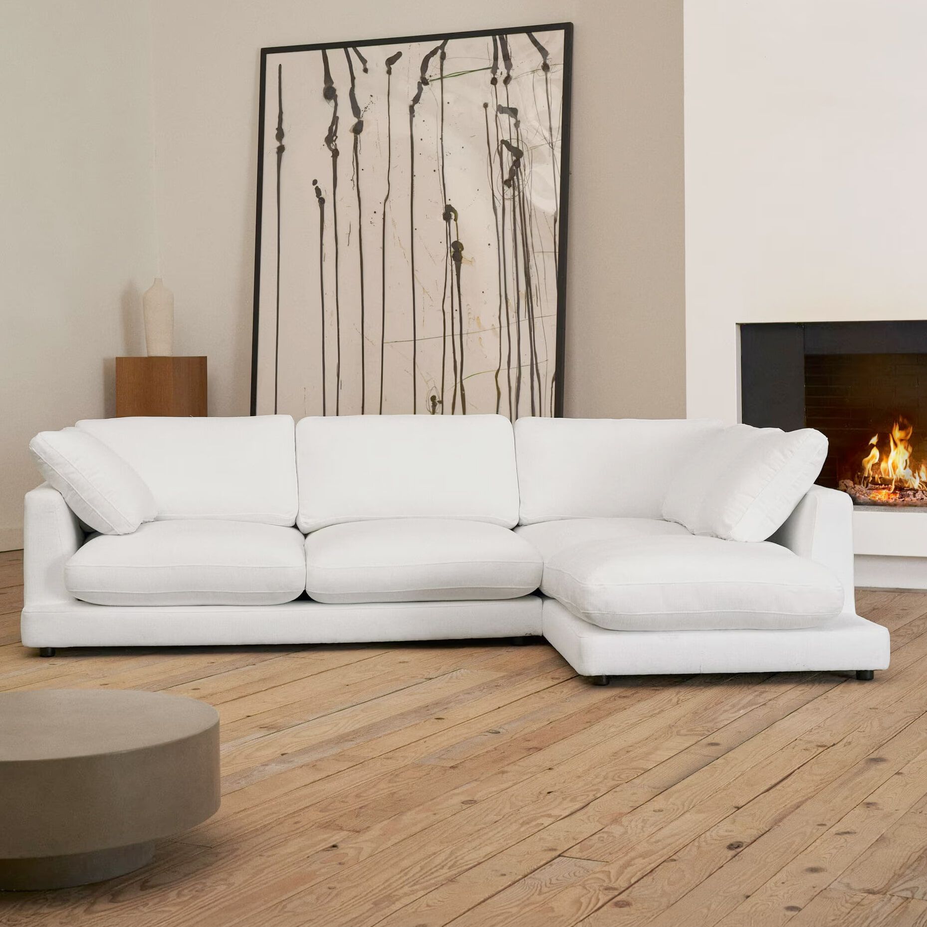 Kave Home Gala 4-zits Loungebank – Luxe Chenille in Wit
