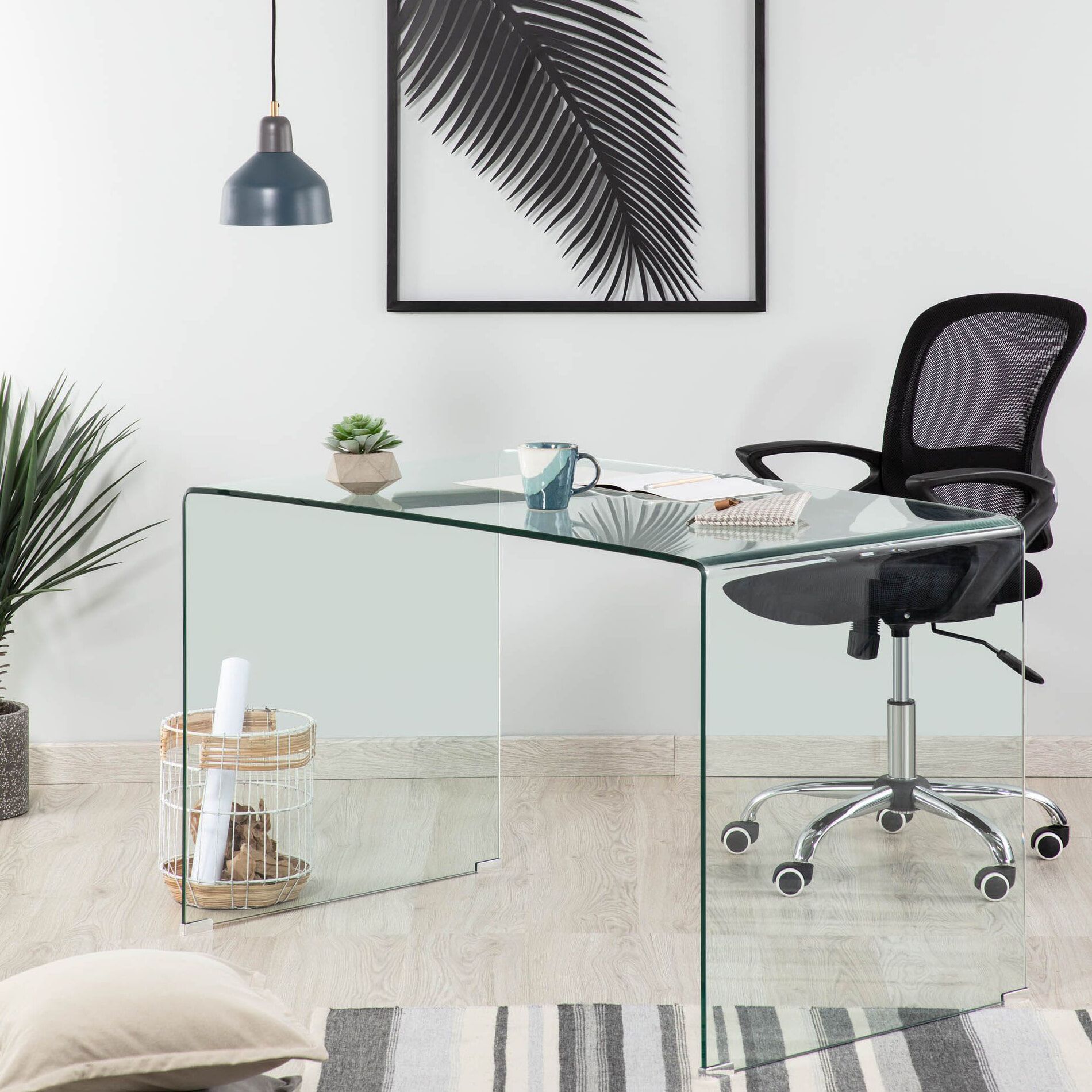 Kave Home Glazen Bureau Burano – Minimalistisch en Transparant (125×70 cm)