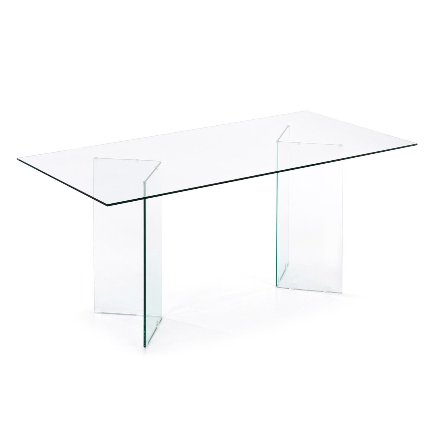 Kave Home Glazen Eettafel Burano – Minimalistisch en transparant (200 × 90 cm)
