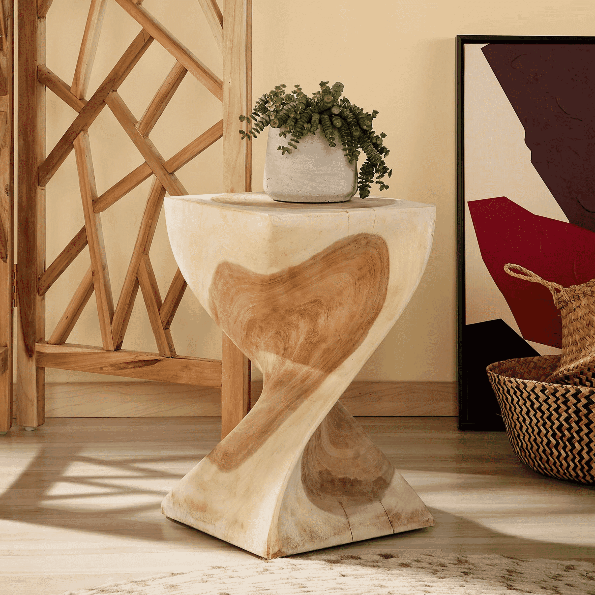 Kave Home Hakon Bijzettafel 30 cm – Natuurlijke Vierkante Accessoire