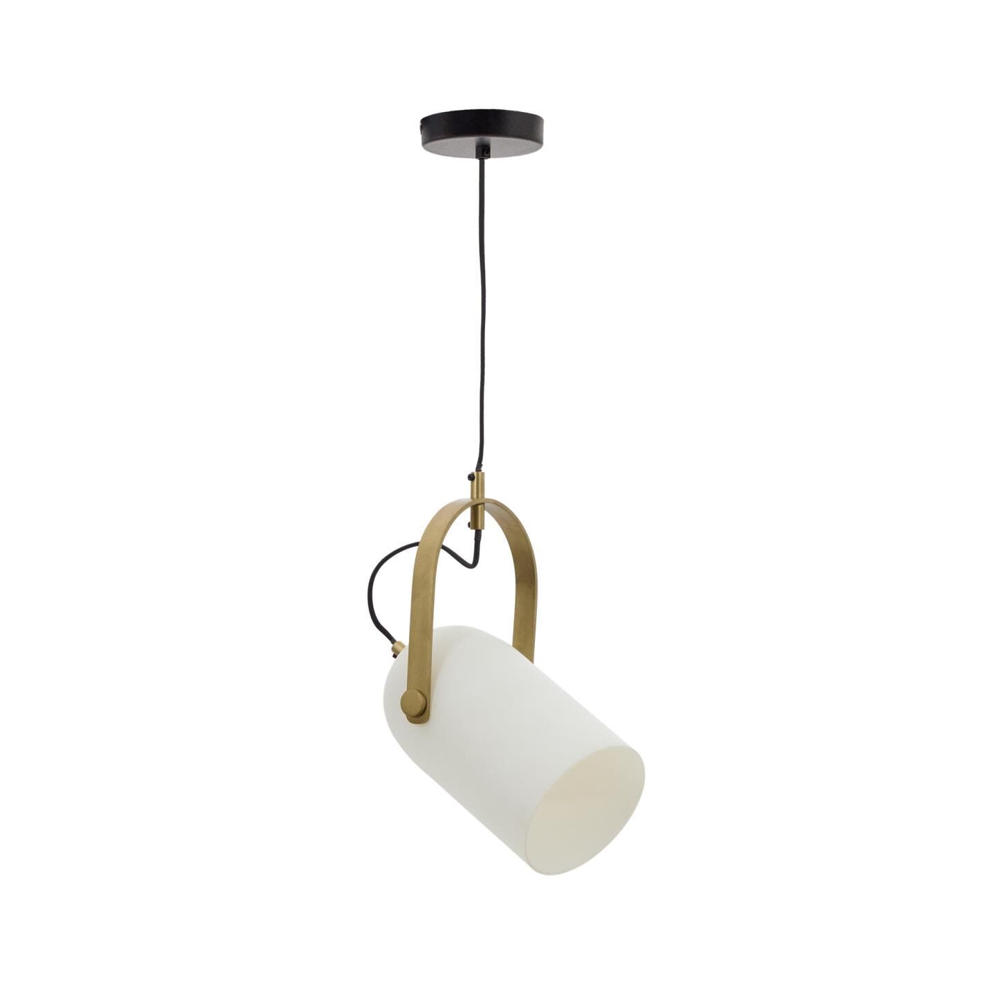 Kave Home Hanglamp Reisy – Elegante Matglazen Spot met Antiek Messing in Wit