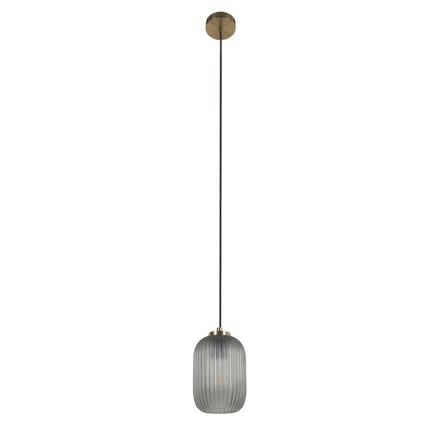 Kave Home Hestia Hanglamp – Rookgrijs Design met Messing Details