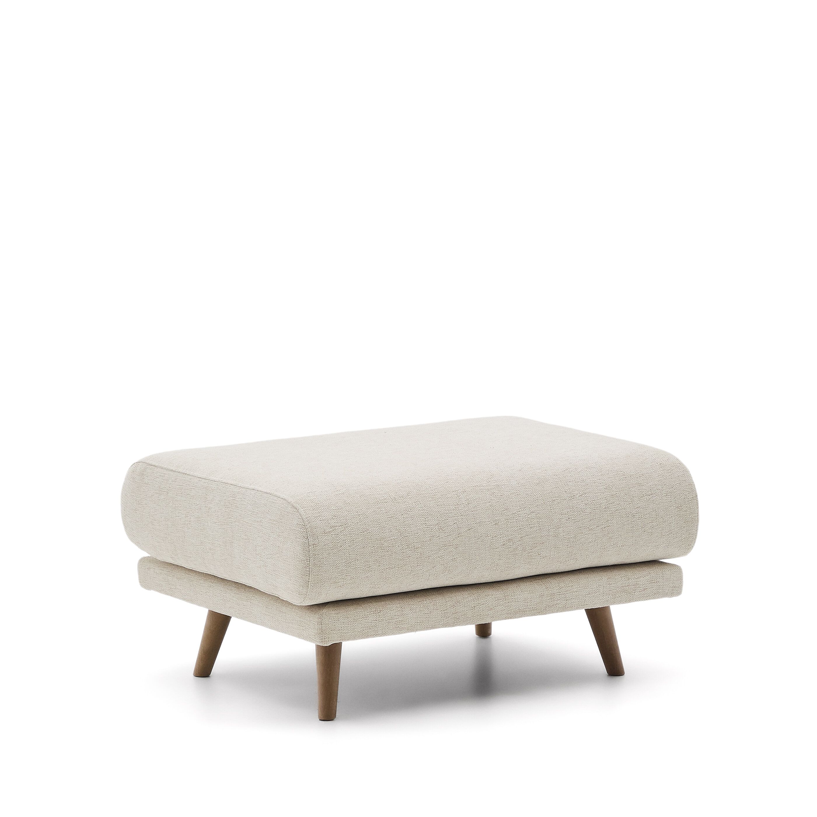 Kave Home hocker Karin – Luxe chenille poef in tijdloos beige