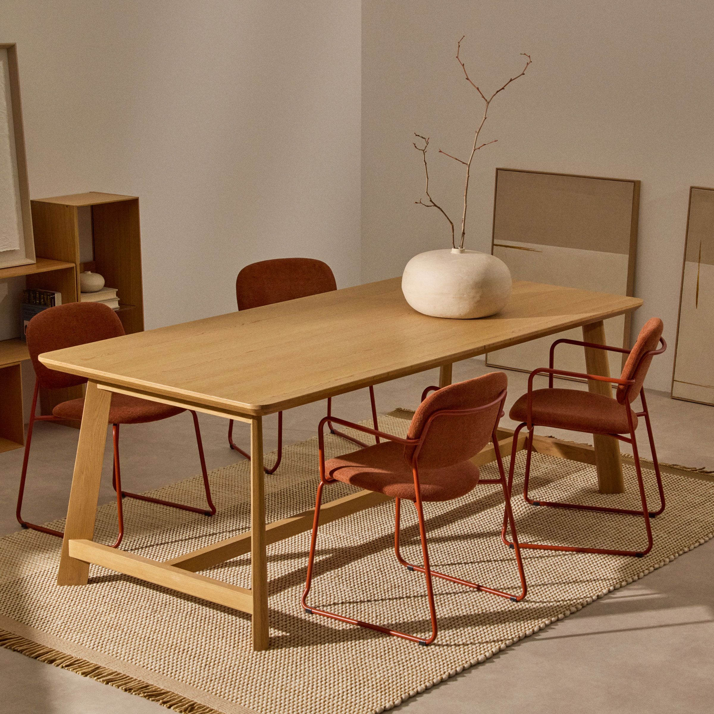 Kave Home Idun eettafel – massief eiken, 220 × 100 cm, naturel