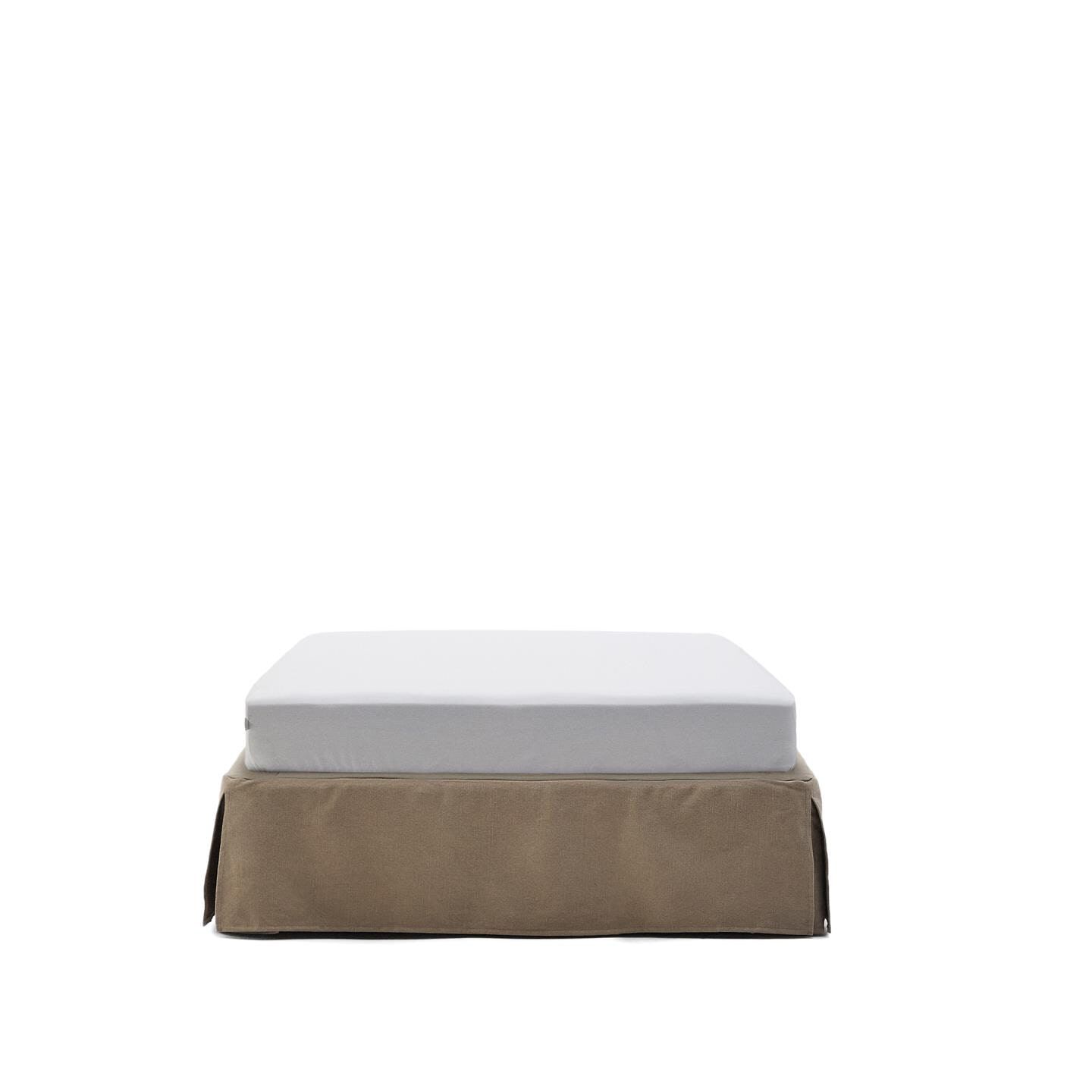 Kave Home Jaira bed 90 × 200 cm – Luxe linnenmix in Taupe