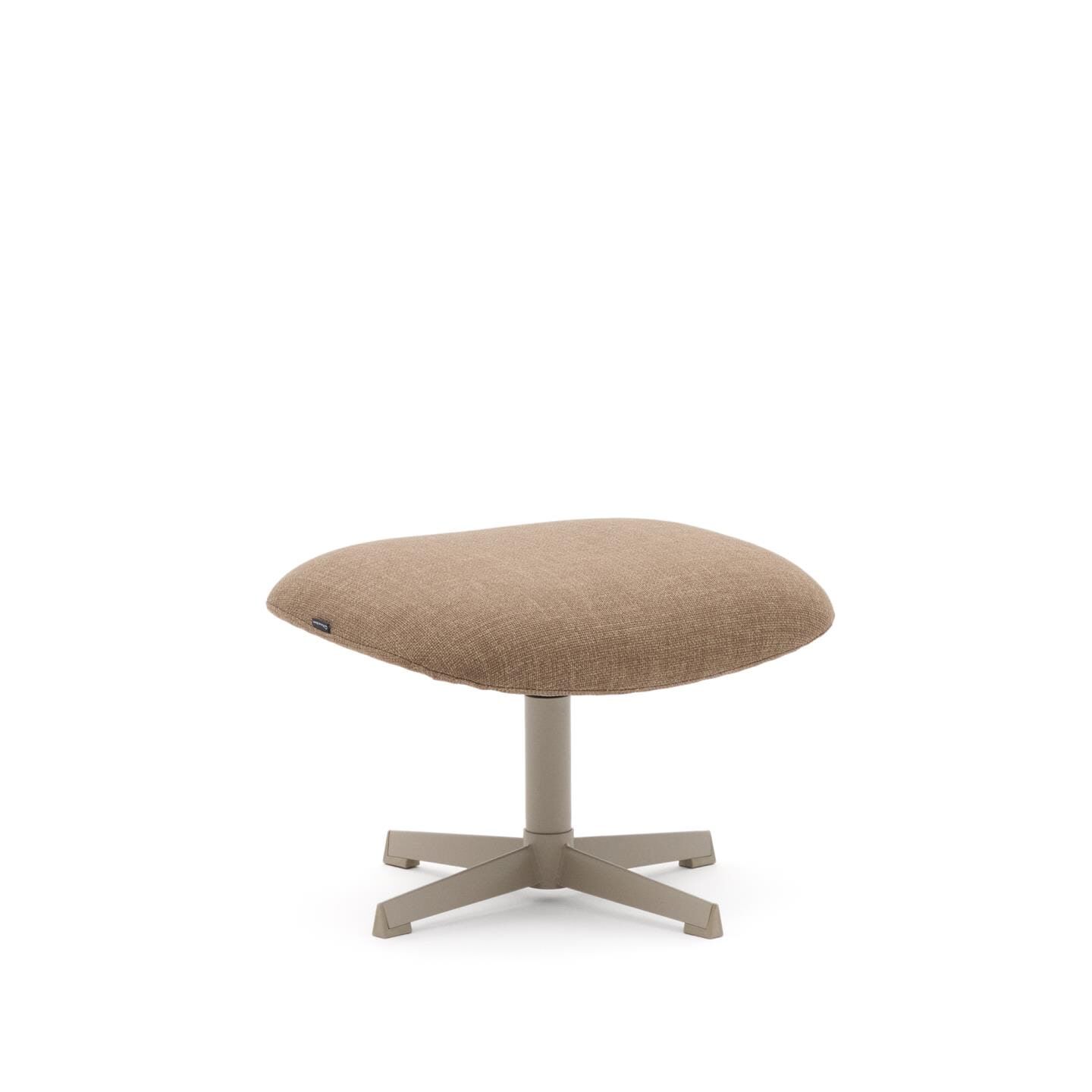 Kave Home Jaspe Hocker – Lichtbruine Structuurstof met Moderne Metaallook
