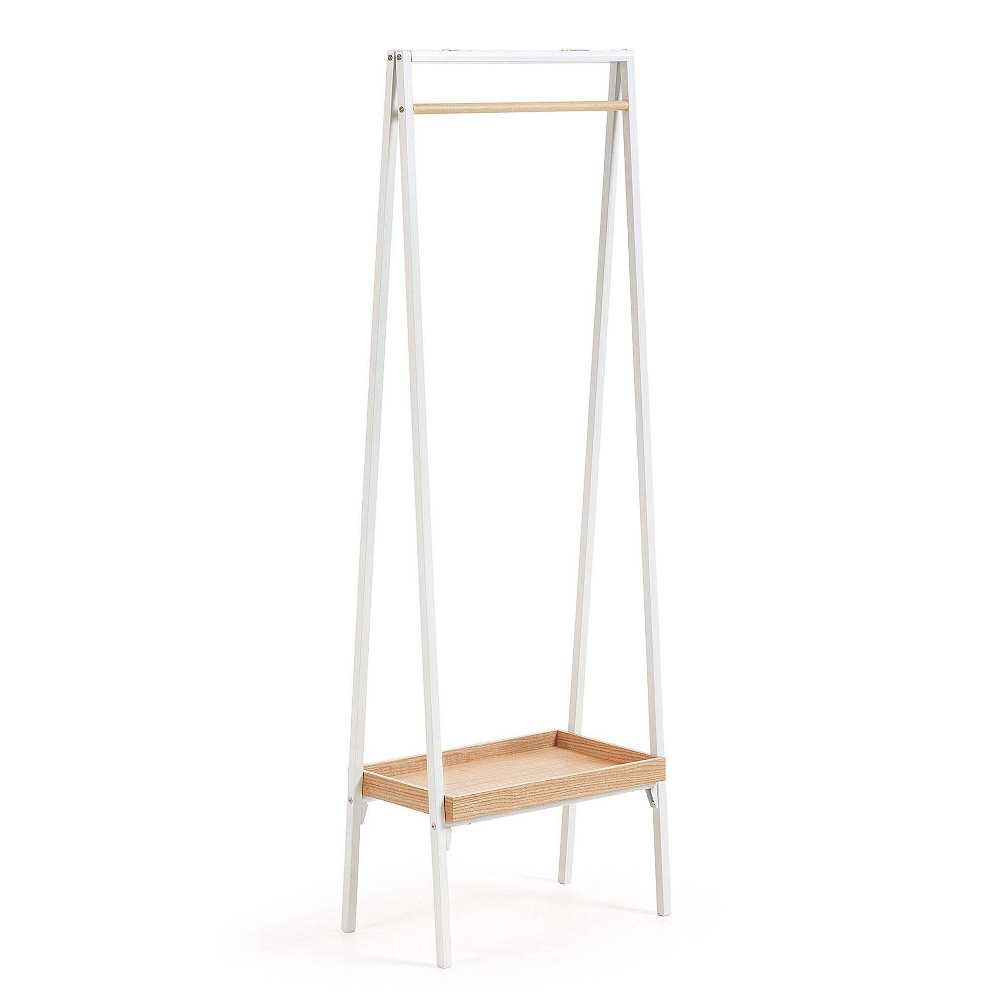 Kave Home Kapstok Benny – Strak wit design met eikenfineerplank