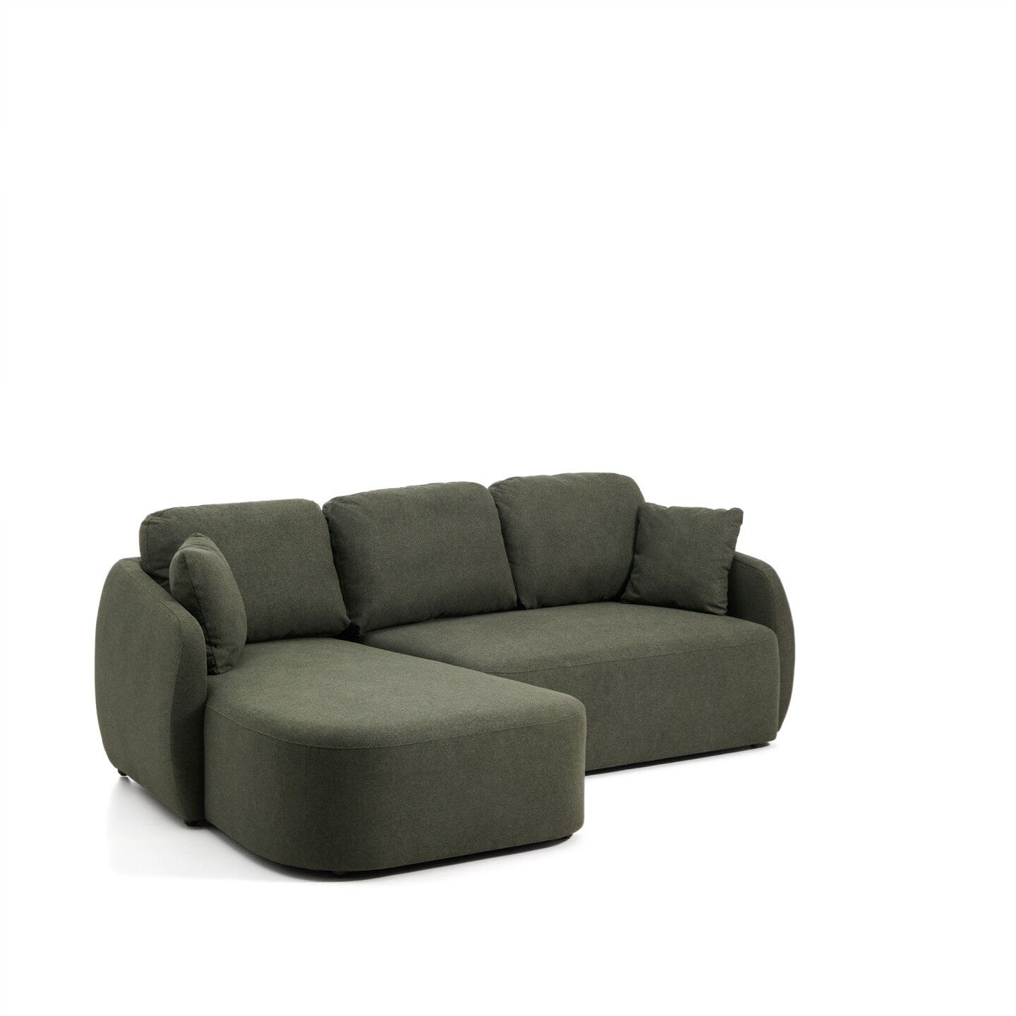 Kave Home Laira 3‑zits lounge slaapbank – Donkergroen chenille