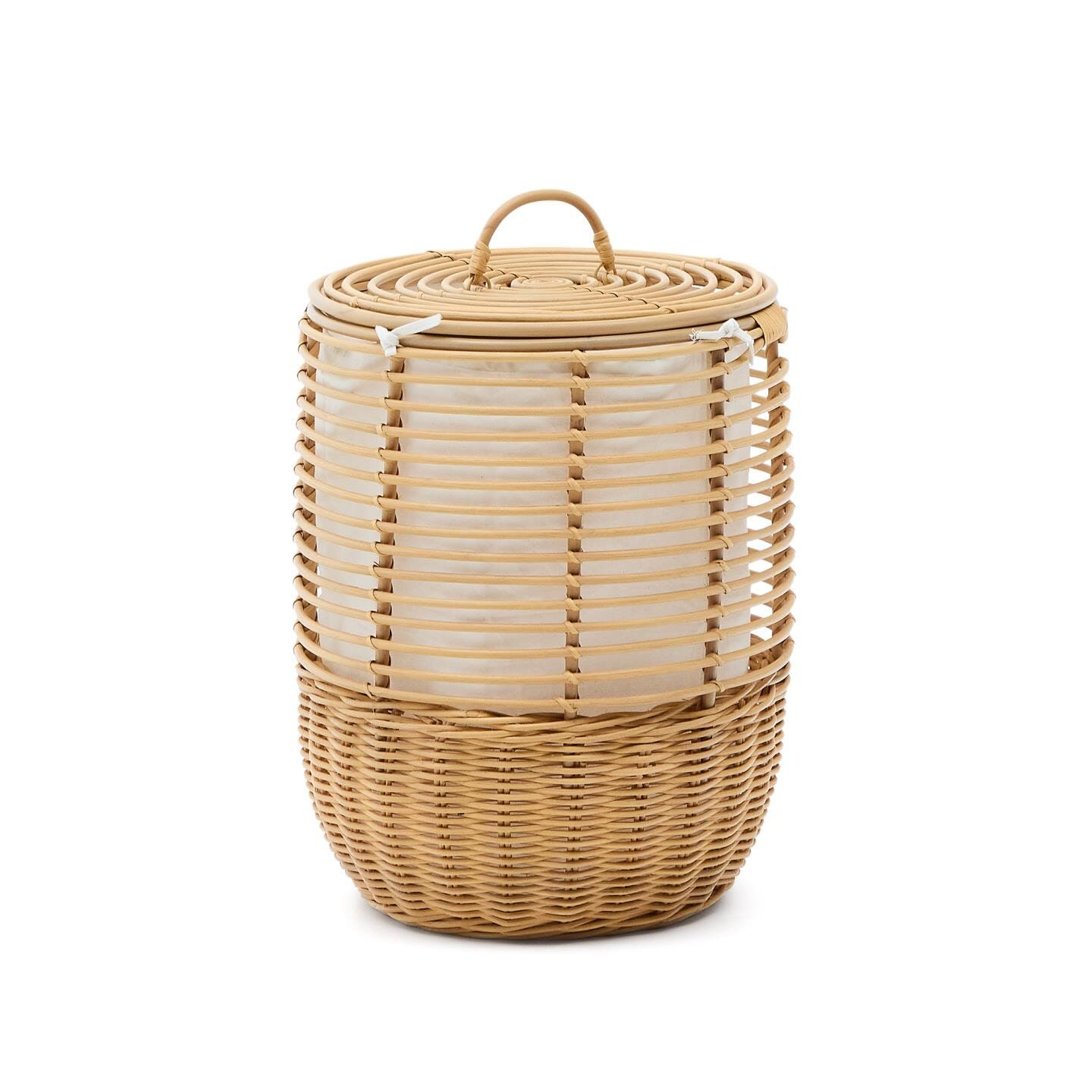 Kave Home Liora Rotan Wasmand – Natuurlijke Elegantie voor Badkamer en Slaapkamer