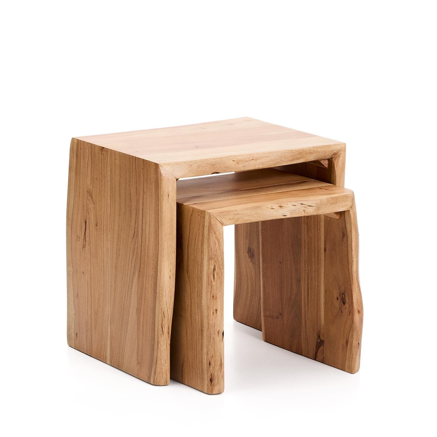 Kave Home Lomiri bijzettafel set – massief acaciahout, minimalistisch en veelzijdig