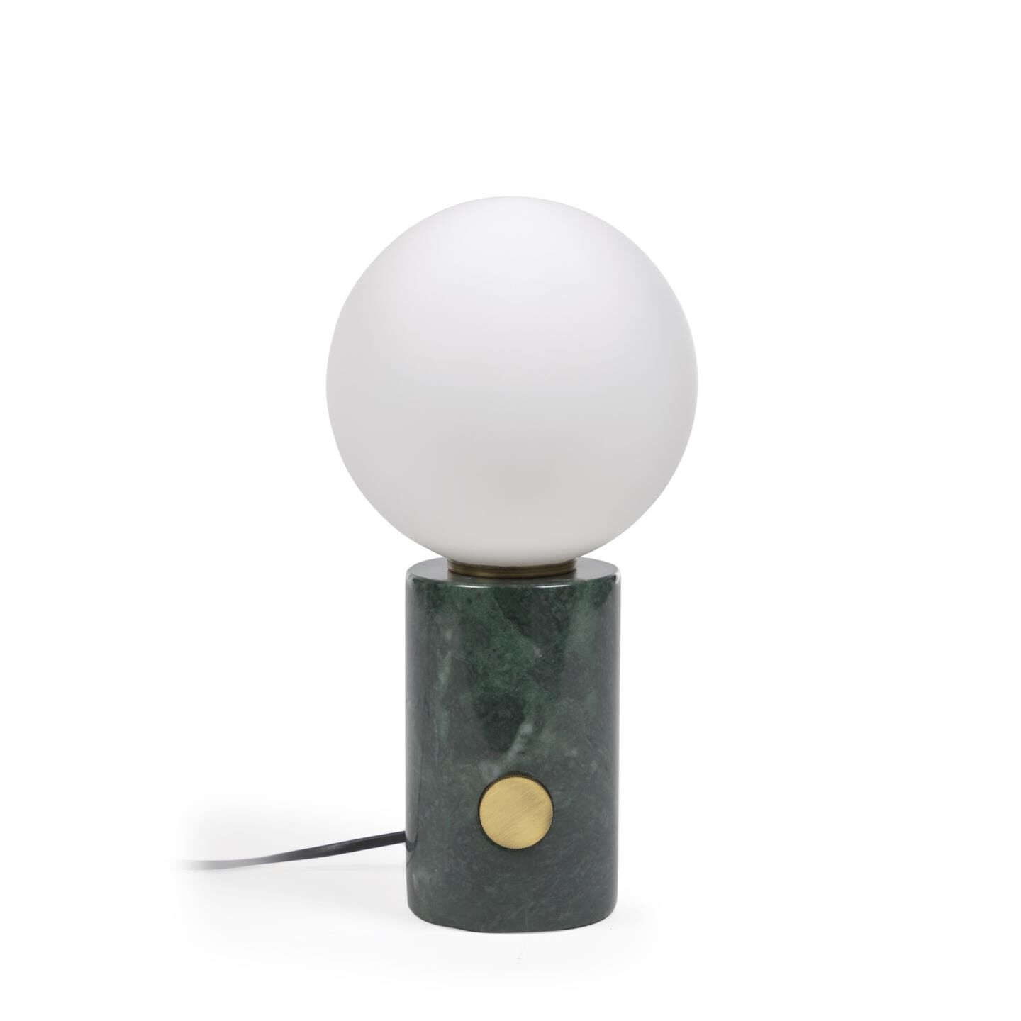 Kave Home Lonela Tafellamp – Donkergroen marmer met messing