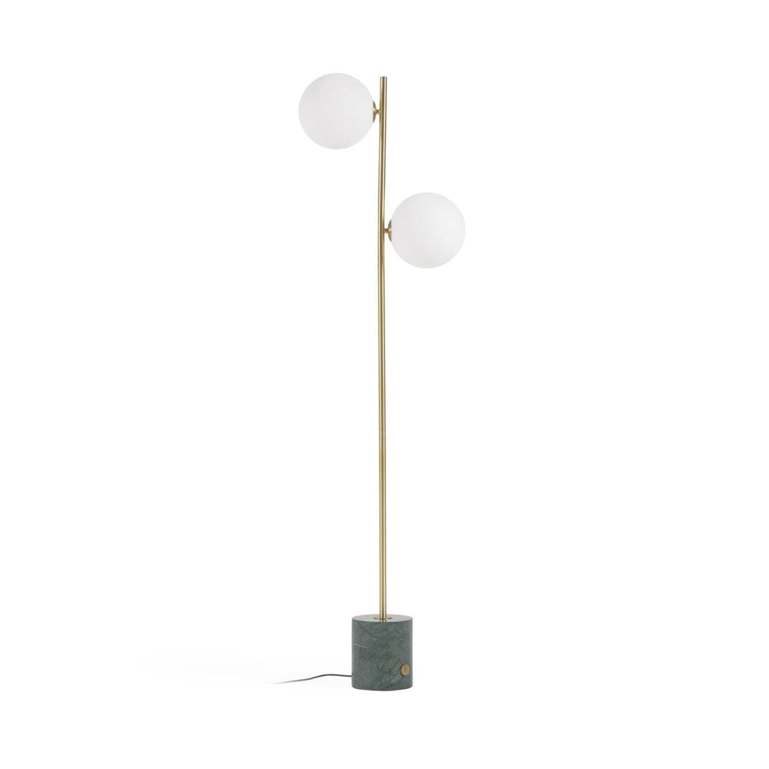 Kave Home Lonela Vloerlamp – Marmer & Messing in Donkergroen