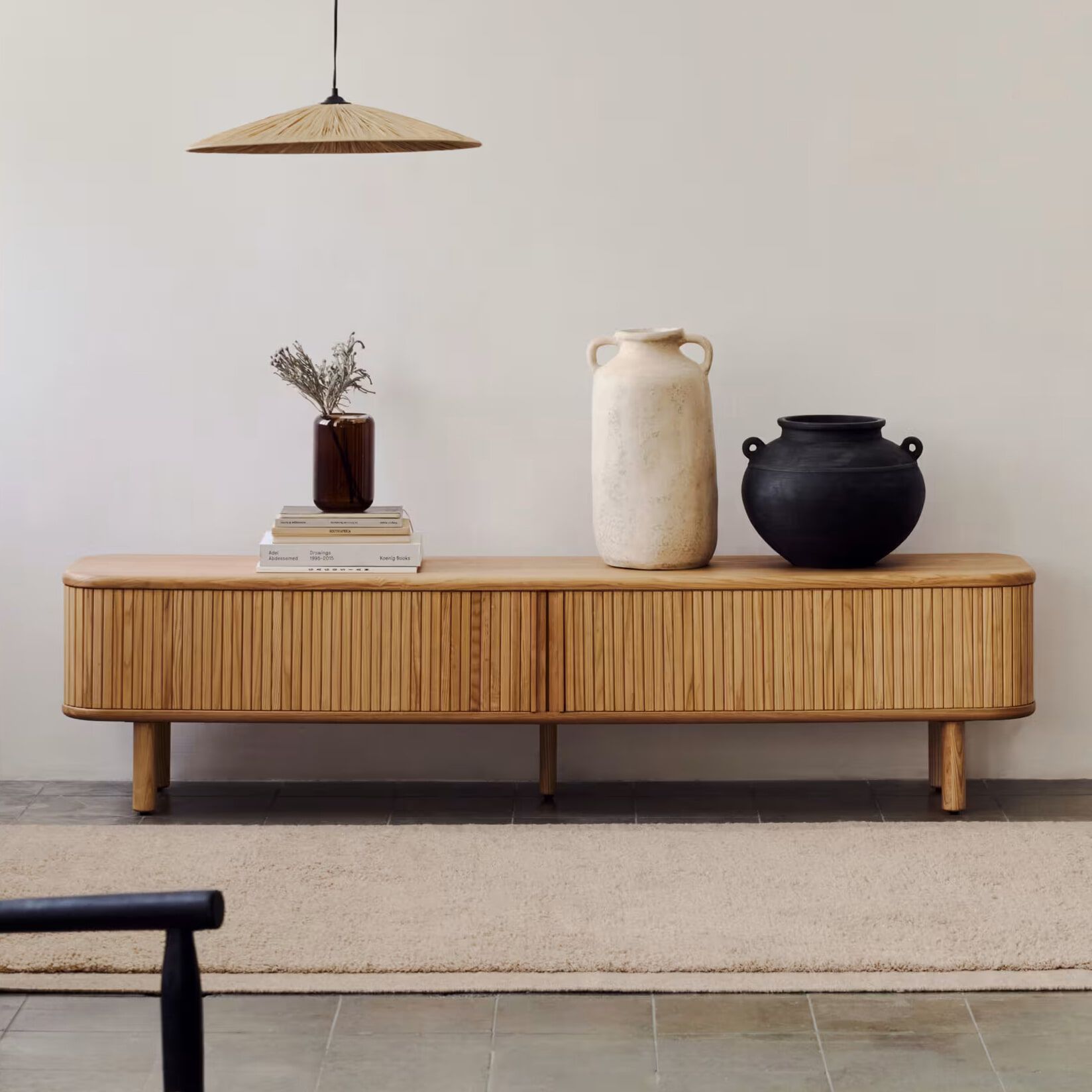Kave Home Mailen TV‑meubel van essenfineer – natureel, 200 cm