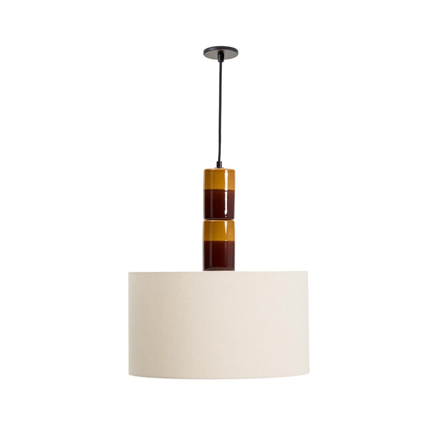 Kave Home Mavran Hanglamp – Geëmailleerd Keramiek & Katoenen Kap – Moderne Sfeerverlichting