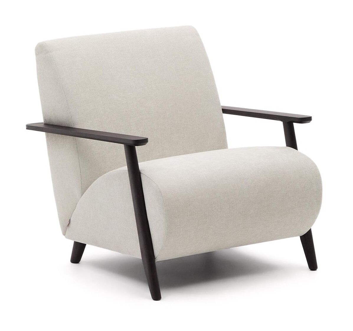 Kave Home Meghan Chenille Fauteuil – Minimalistisch comfort in Beige & Wengé