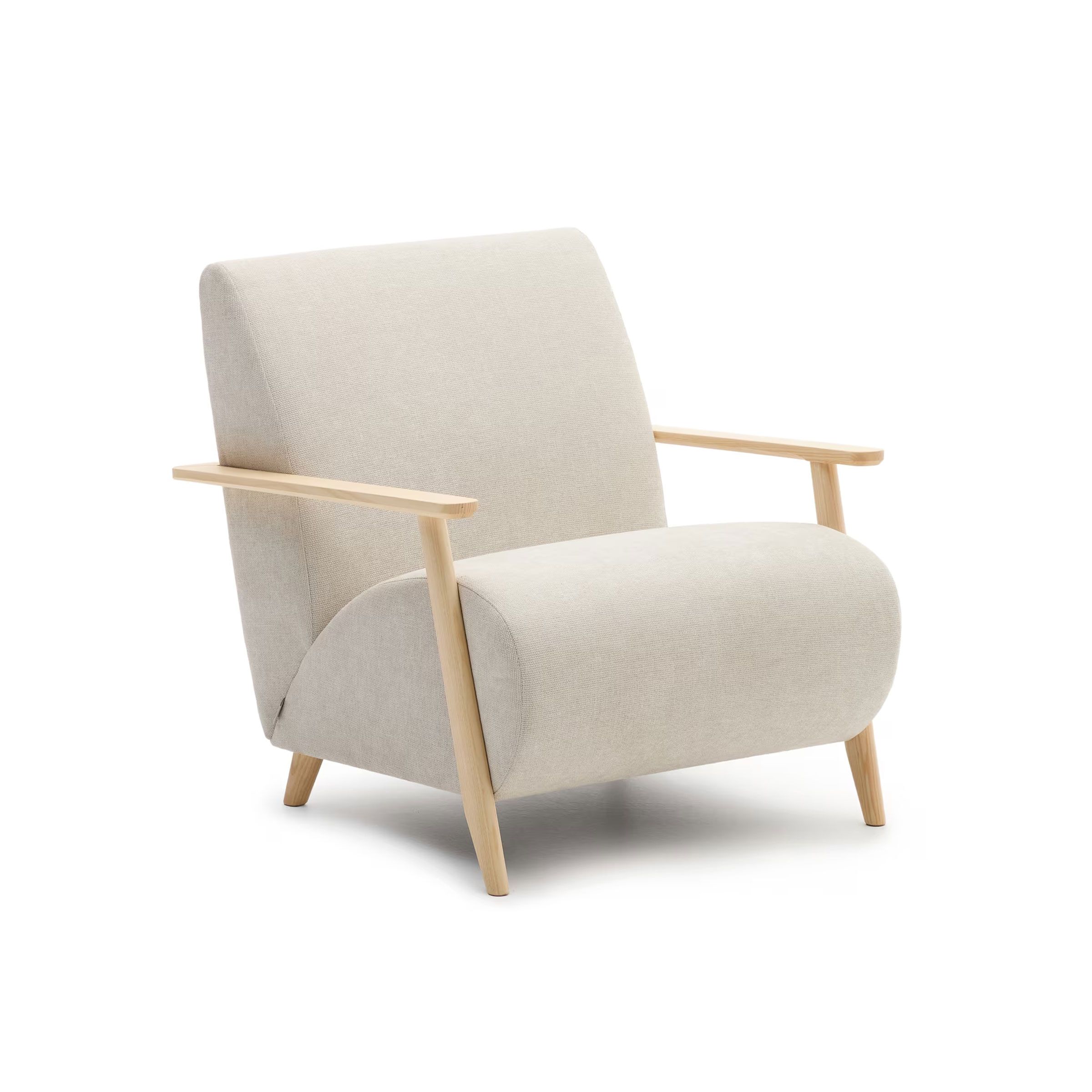 Kave Home Meghan Fauteuil – Minimalistische Chenille in Beige/Naturel