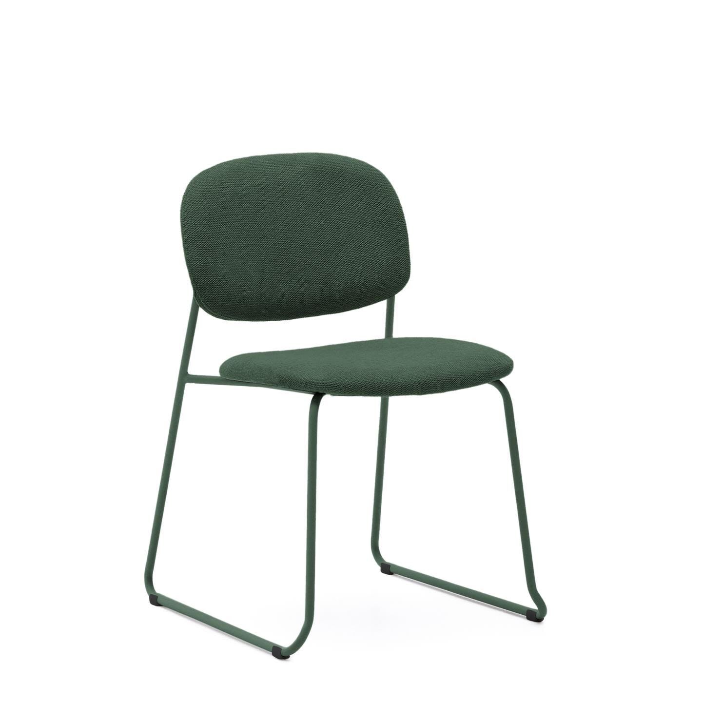 Kave Home Meli Chenille eetkamerstoel – groen, comfortabel en duurzaam