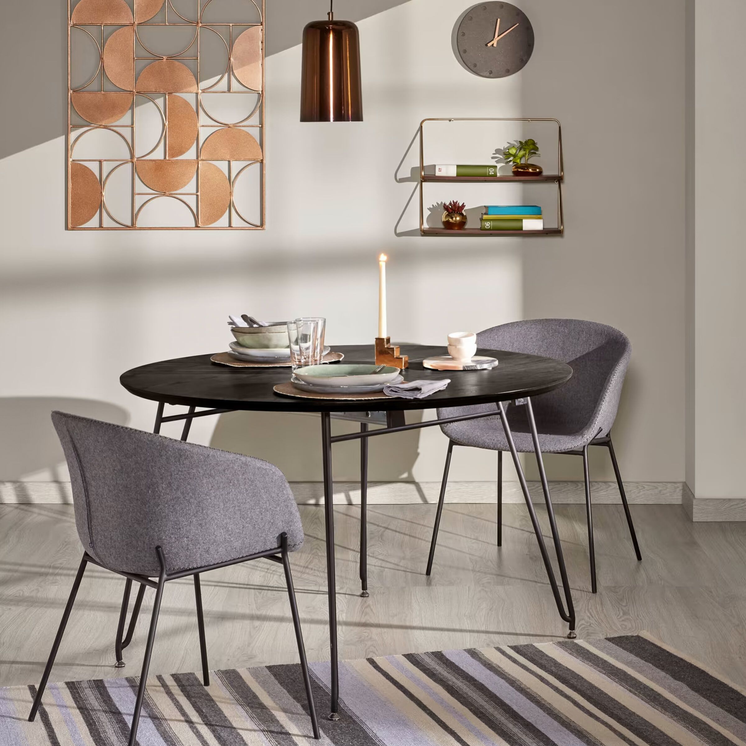 Kave Home Milian – Uitschuifbare ronde eettafel in elegant zwart