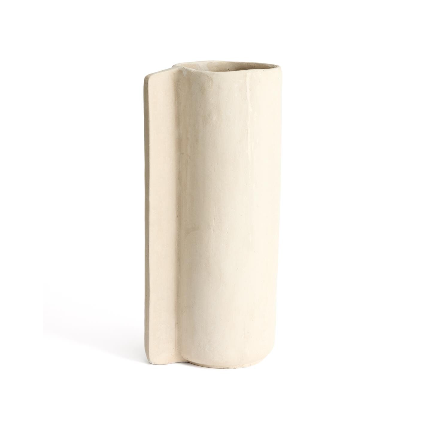 Kave Home Mireni Vaasje – 67 cm wit, lichtgewicht papier‑maché