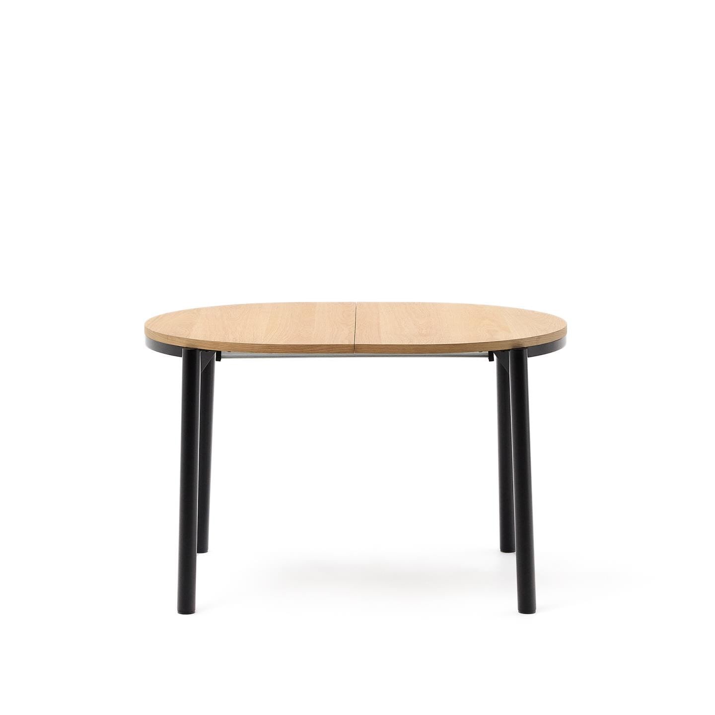 Kave Home Montuiri – Ovale uitschuifbare eettafel 120‑200 cm, naturel/zwart