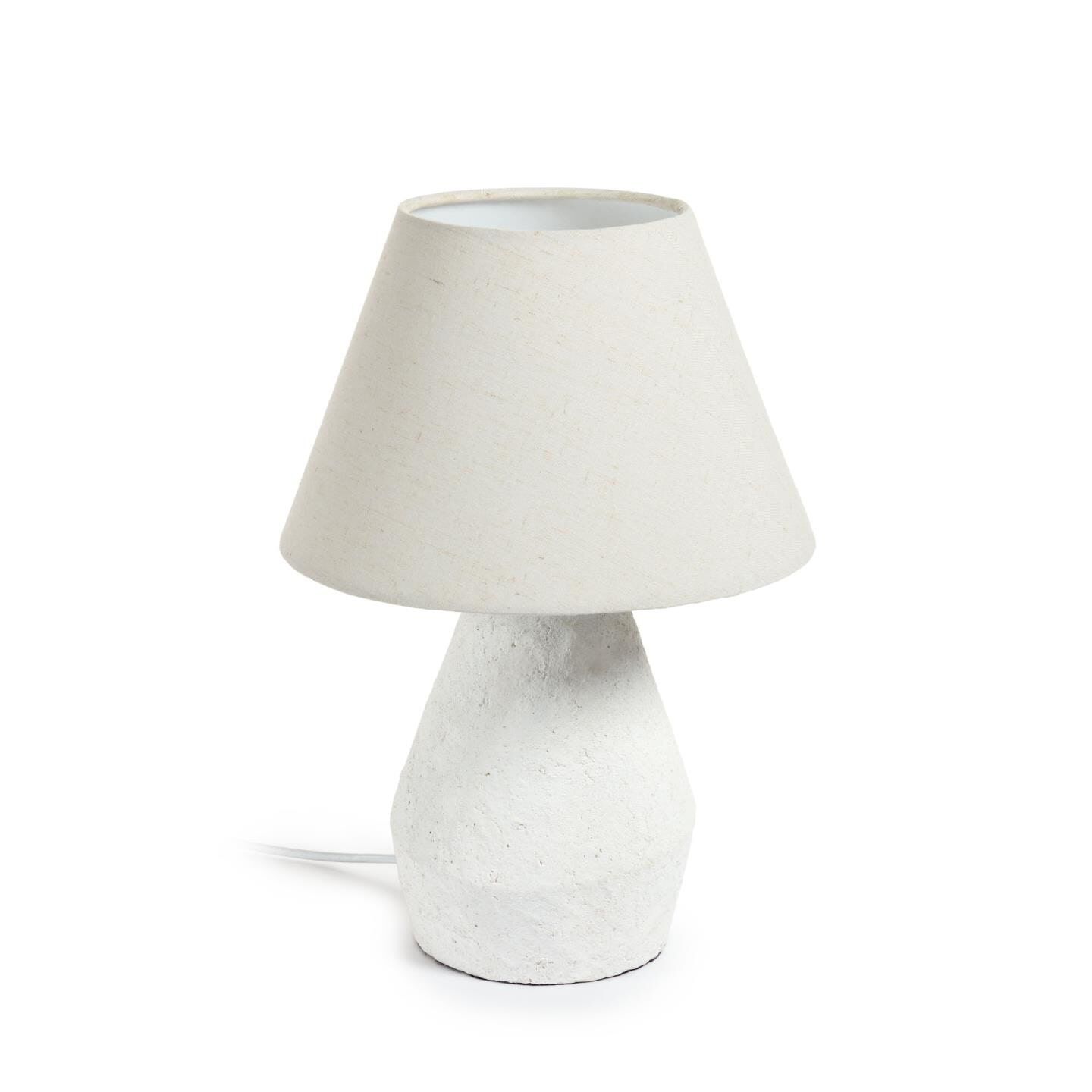 Kave Home Noara Tafellamp – Magnesium, wit en handgemaakt design