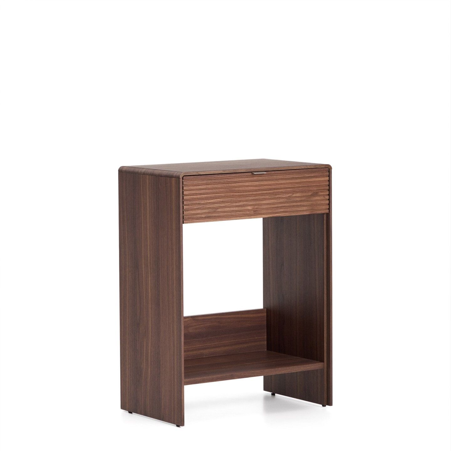 Kave Home Norlen Sidetable 60 cm – Walnootfineer met eigentijdse 50‑s‑jaren vibe