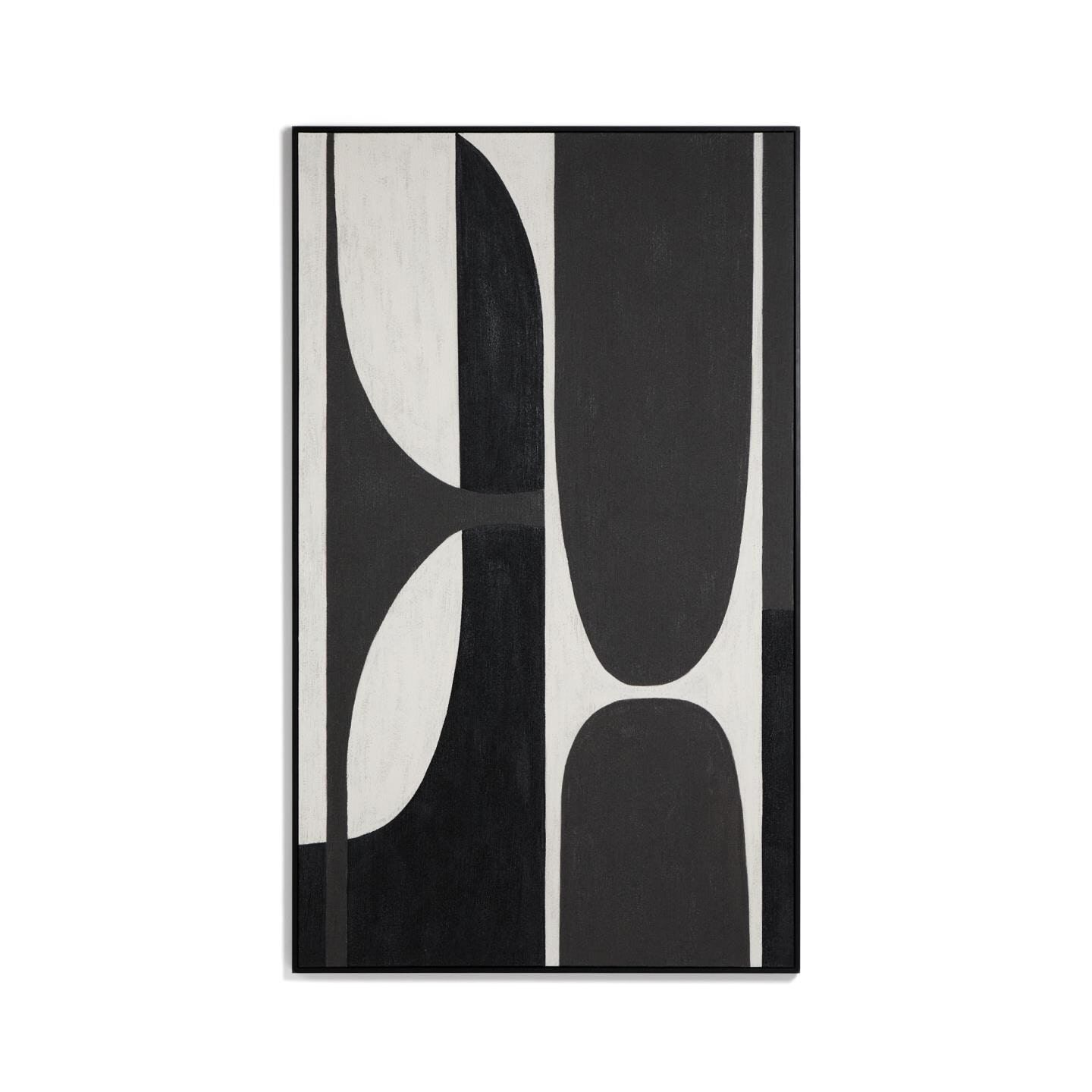 Kave Home Onure abstract zwart‑wit canvas – 200 × 120 cm