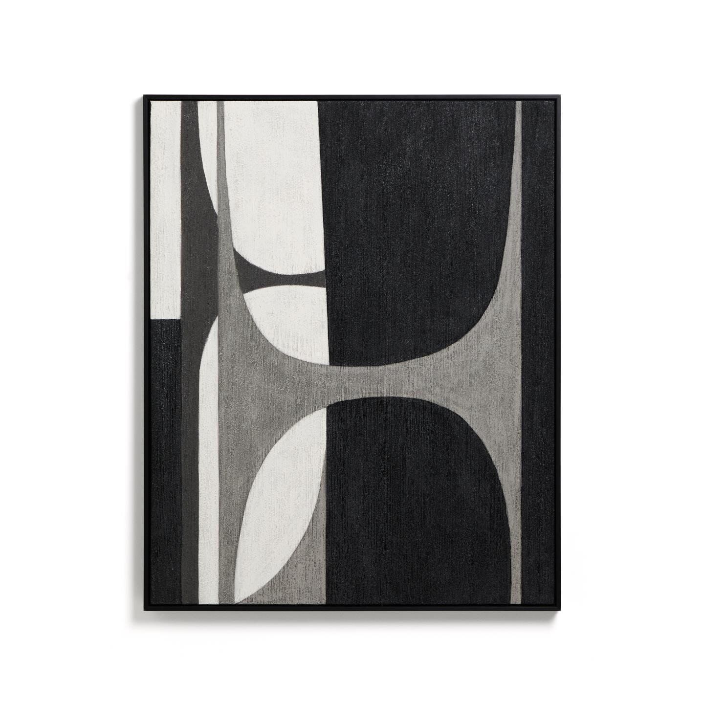 Kave Home Onure Schilderij 100 × 80 cm – Zwart | Moderne Wandkunst voor Elk Interieur