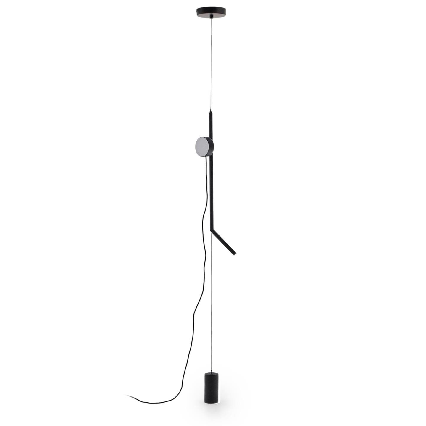 Kave Home Orey Hang‑ en Vloerlamp Zwart met Verplaatsbare Spot – Flexibele Verlichting voor Hedendaags Wonen