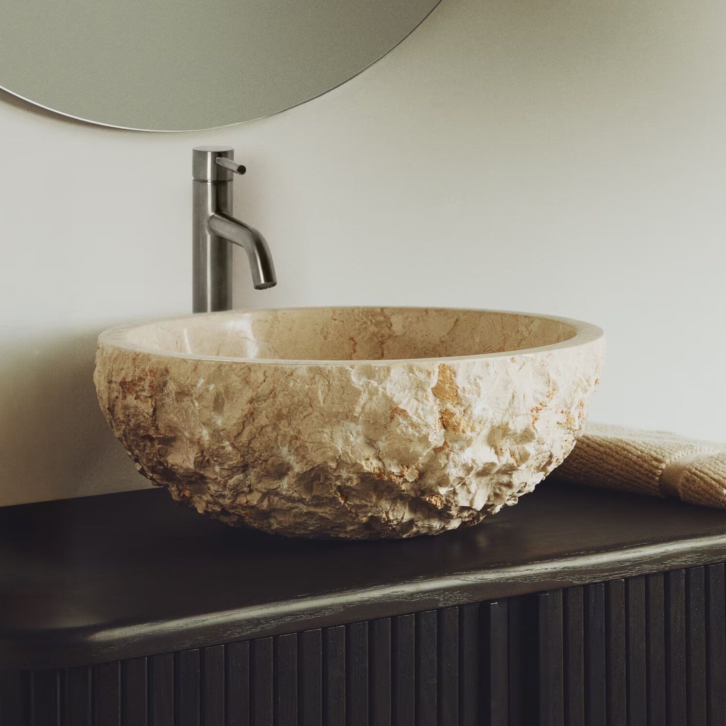 Kave Home Orvane Waskom Marmer Beige – Handgemaakte Badkamerdetails