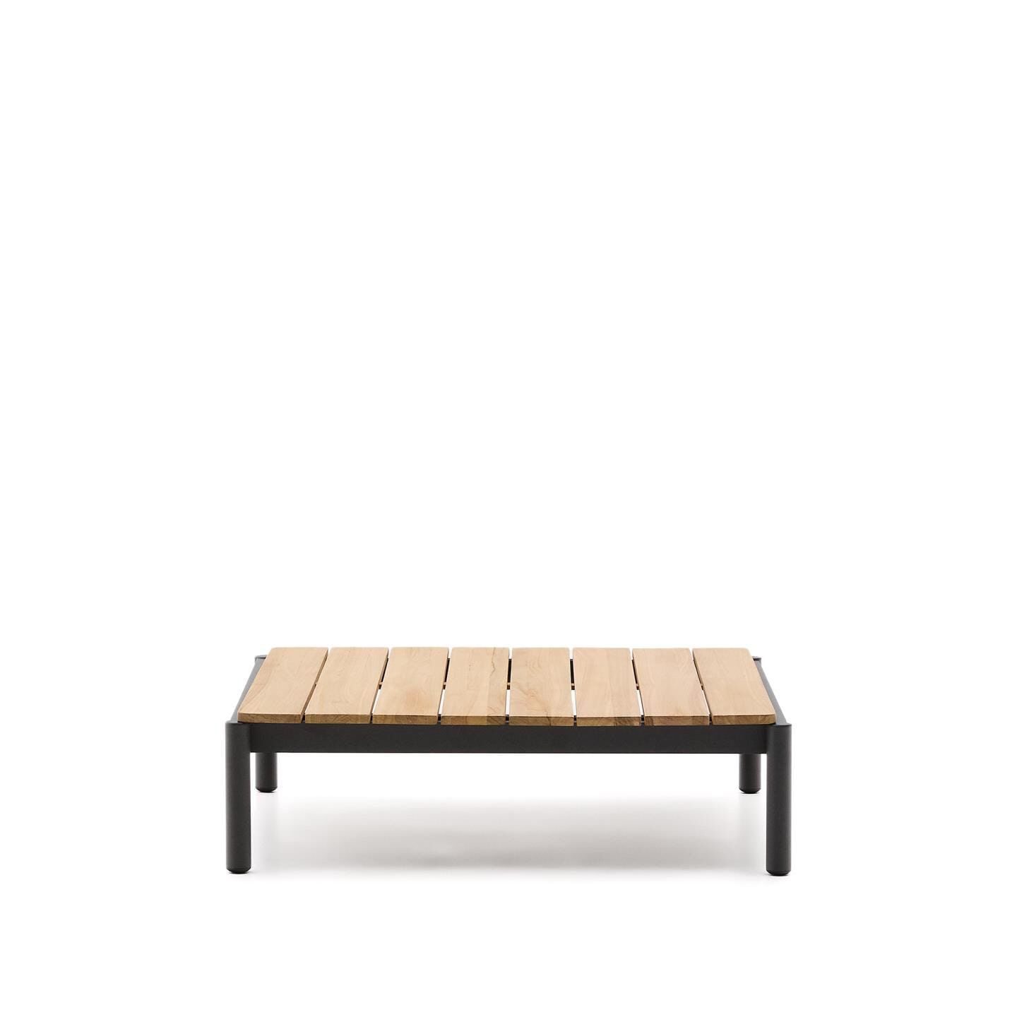 Kave Home Outdoor Salontafel Sorells – Teakhout & Grijs Aluminium (89 × 91 cm)