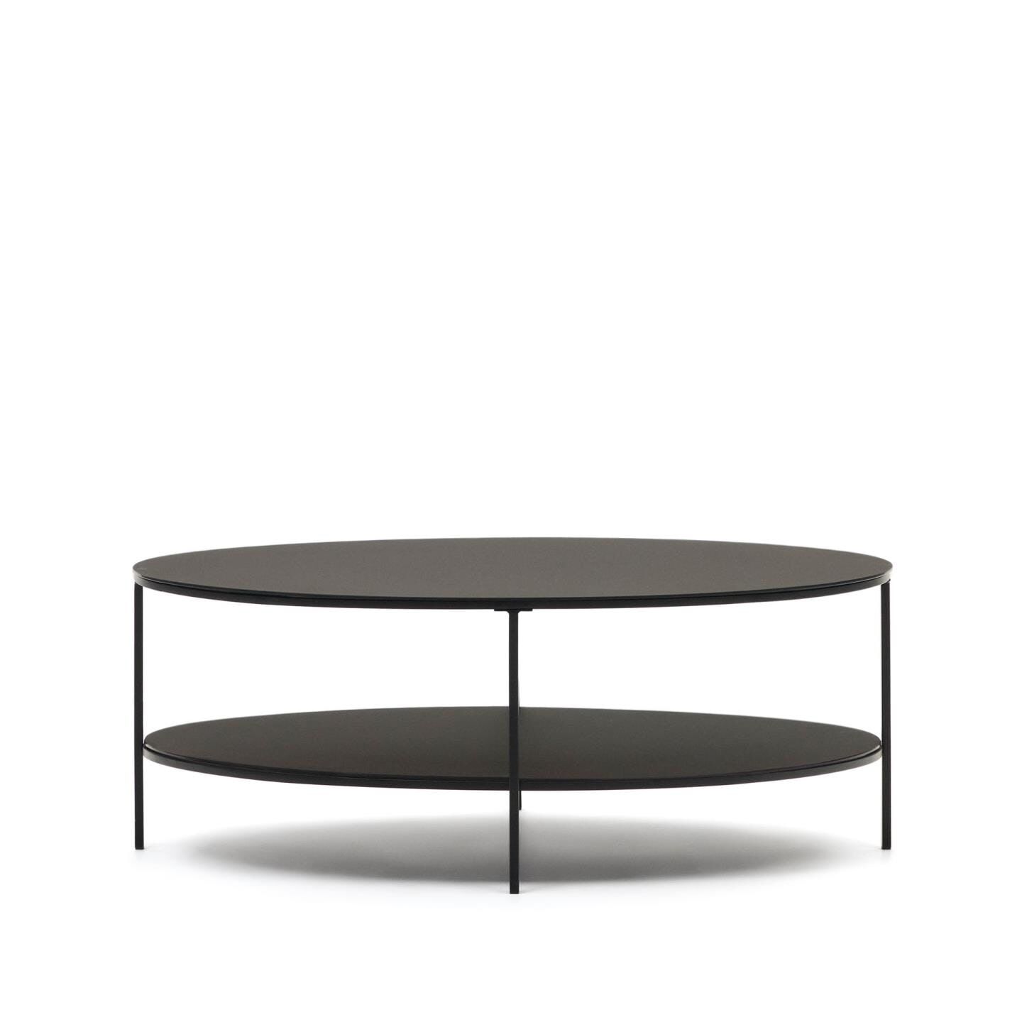 Kave Home Ovale Salontafel Fideia – Strak Design in Glas en Zwart Metaal