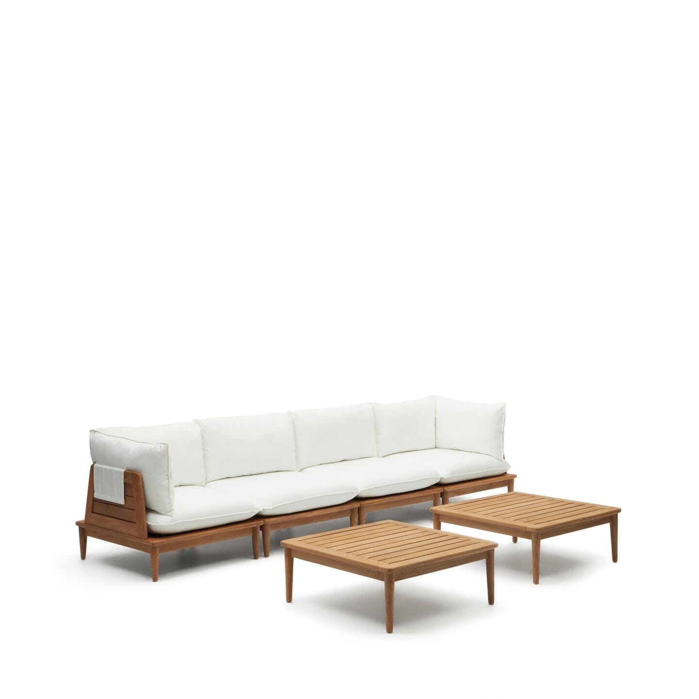 Kave Home Portitxol Modulaire Loungeset – Luxe Teakhouten Buitenmeubilair in Wit