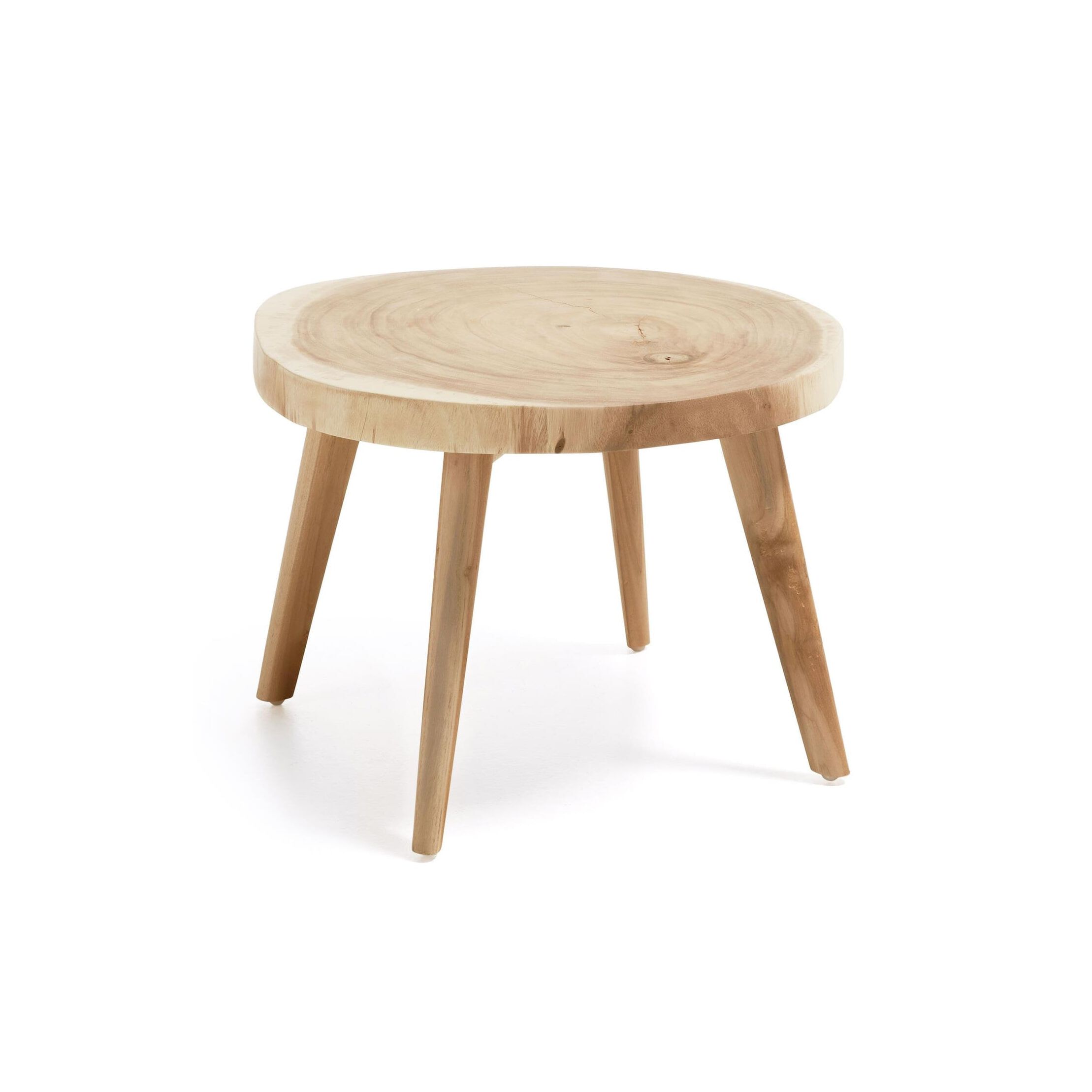 Kave Home Ronde Bijzettafel Wellcres Mungurhout – 65 cm Natuurlijk Design