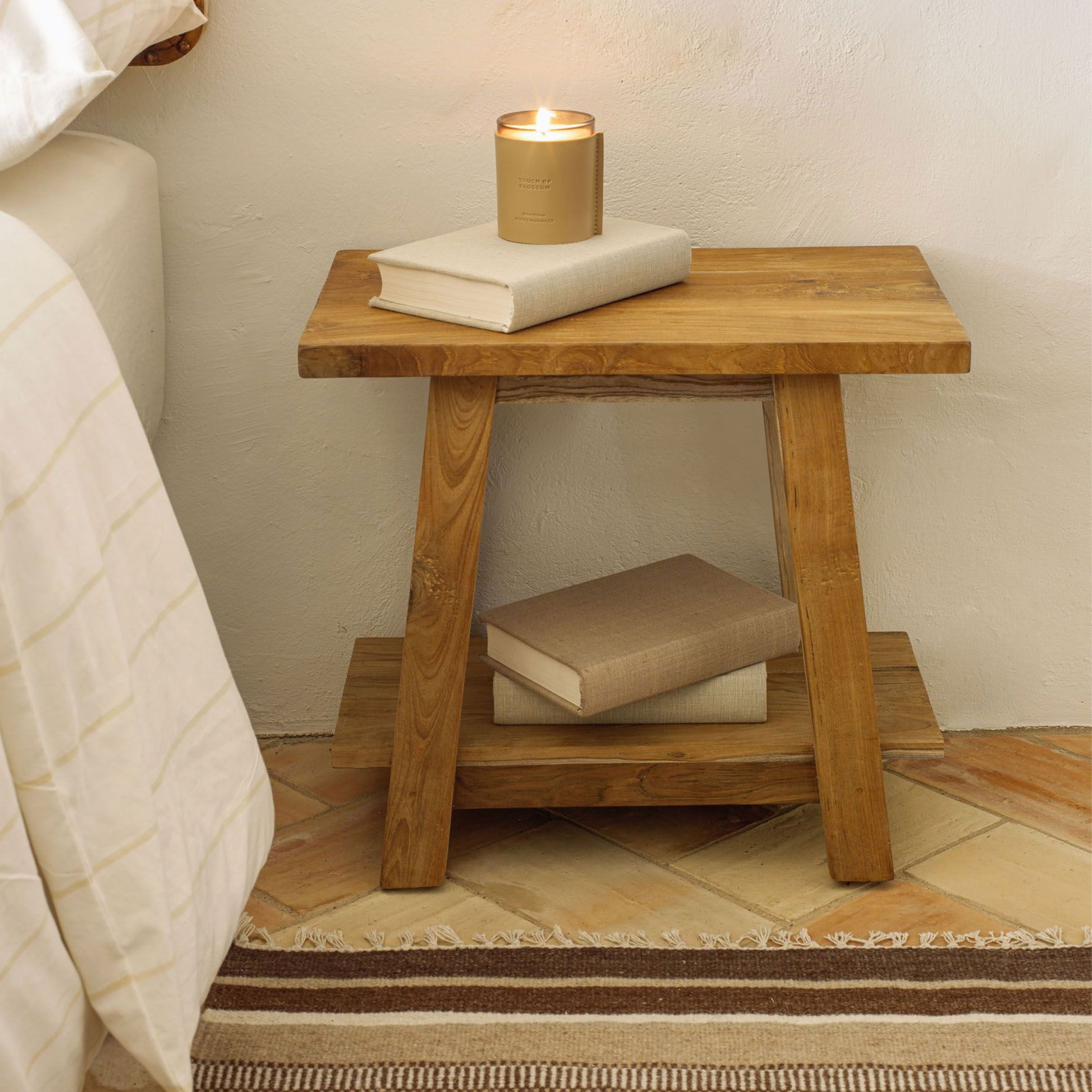 Kave Home Safara Krukje van Massief Teakhout – Authentiek Japandi Design