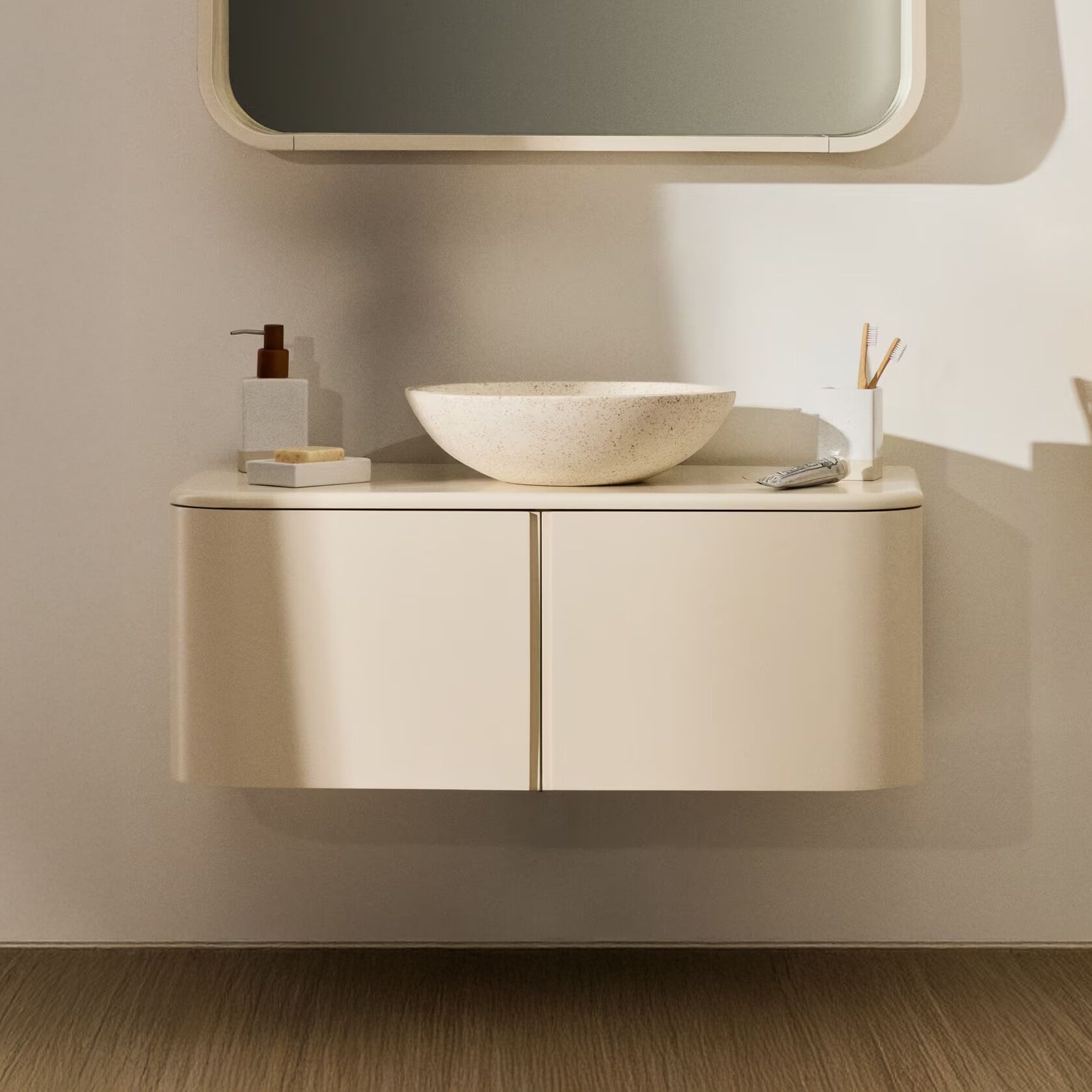 Kave Home Salaya Badkamermeubel 90 cm – Strak Beige Design zonder Waskom