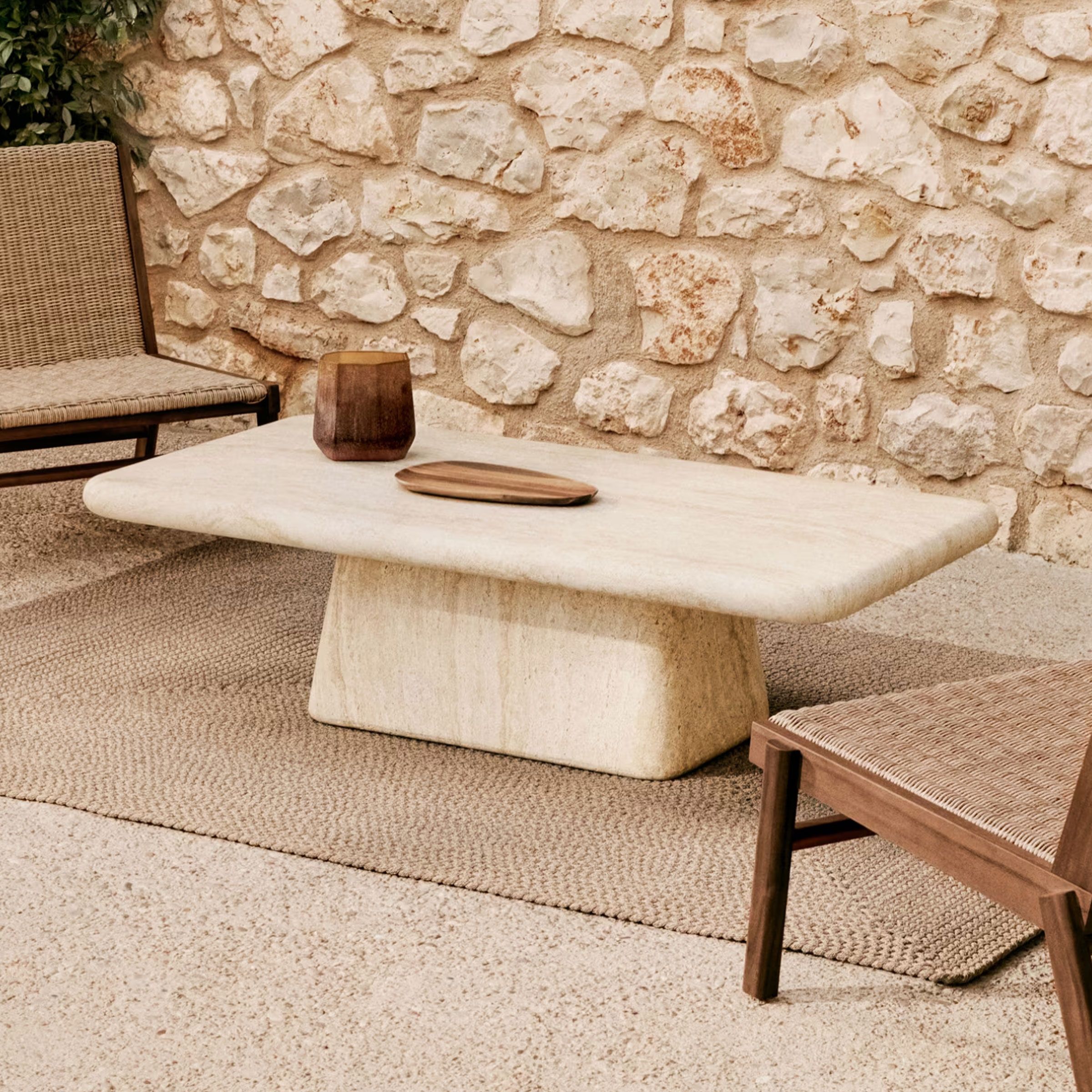 Kave Home Salontafel Drasi in Travertinlook – Minimalistische loungetafel voor binnen & buiten