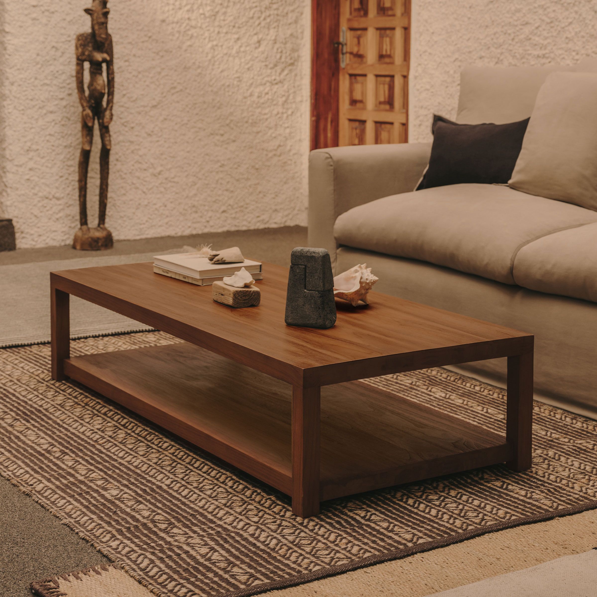Kave Home Salontafel Sashi – Massief Teakhout, 150×70 cm, Bruin