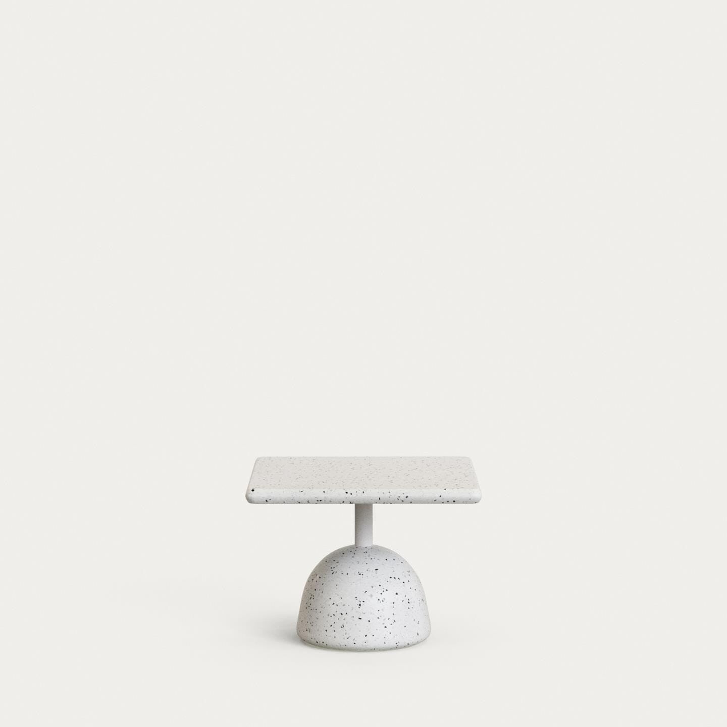 Kave Home Saura Loungetafel – Wit, vierkant 48 cm, strak terrazzo‑design