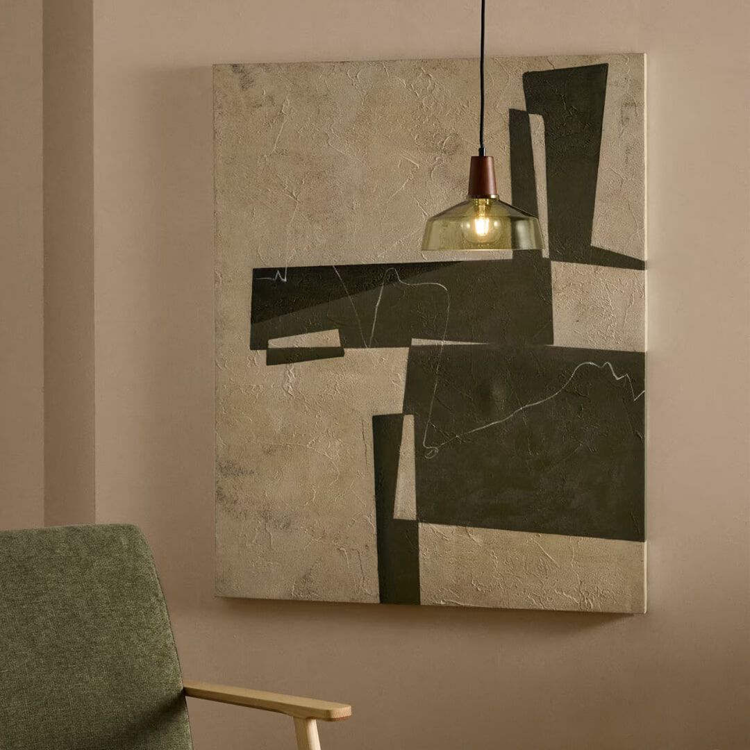 Kave Home Schilderij Fida – Donkergroen, 118 × 94 cm
